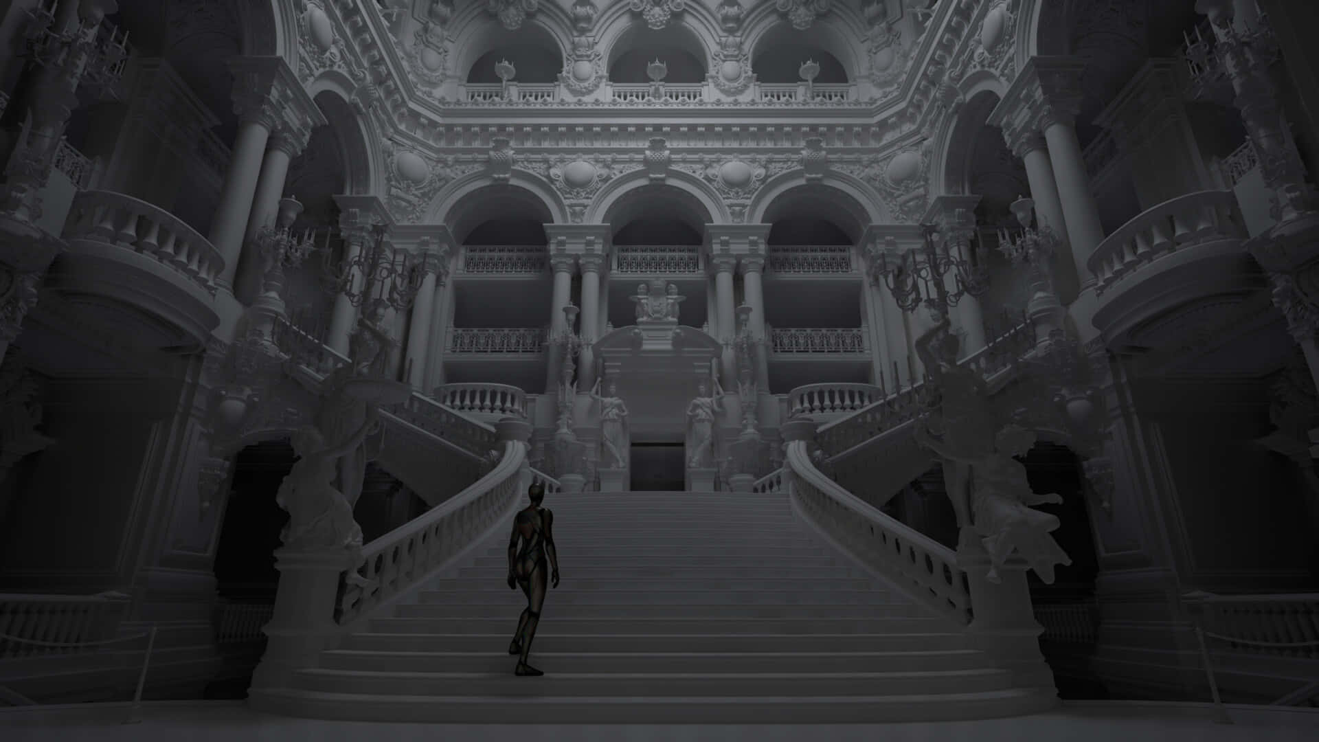 Modelo digital del lúgubre Palacio de la Ópera de París Fondos de pantalla