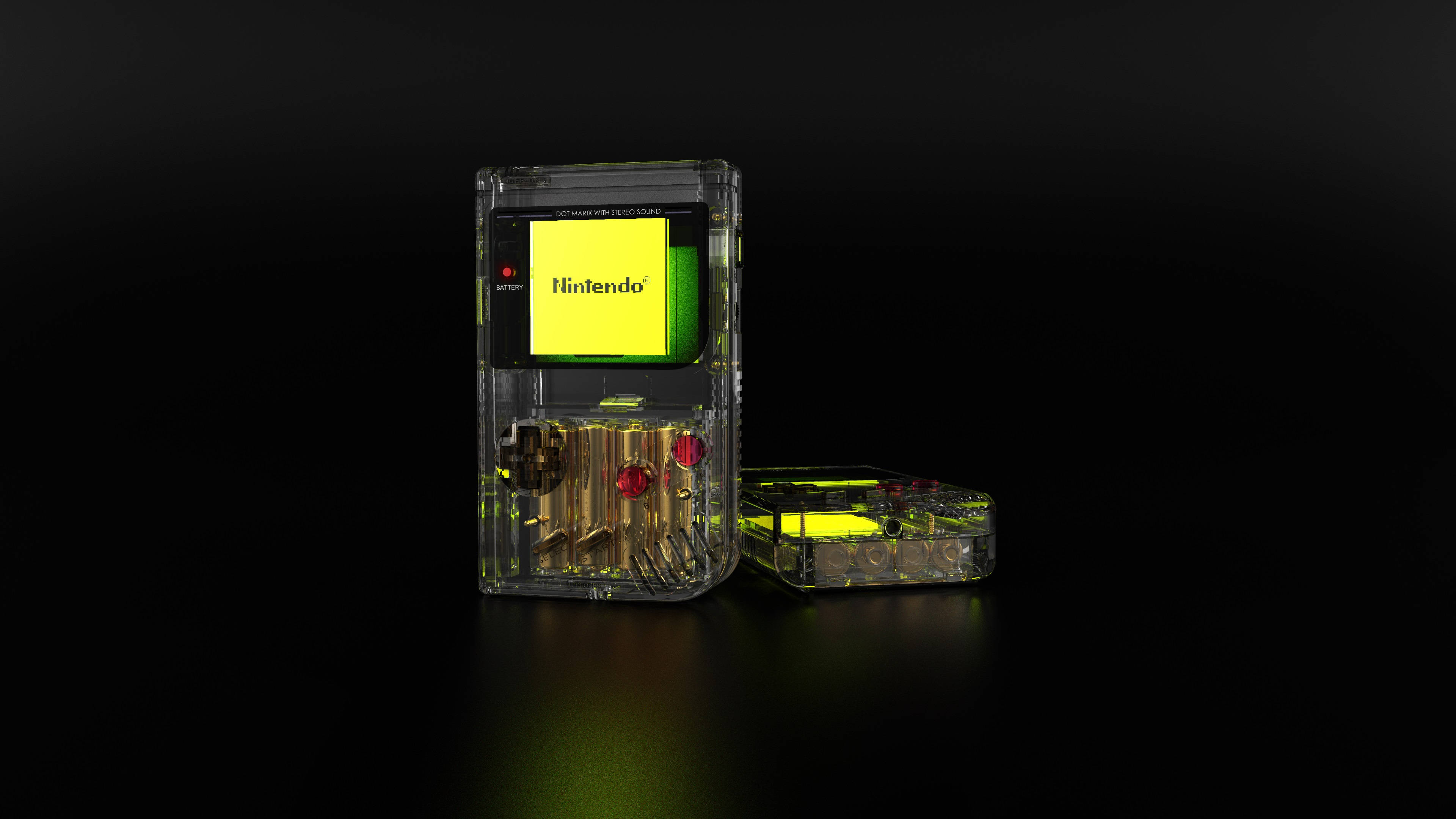 Modelos Transparentes de Nintendo Game Boy Brillando en Verde Fondos de pantalla