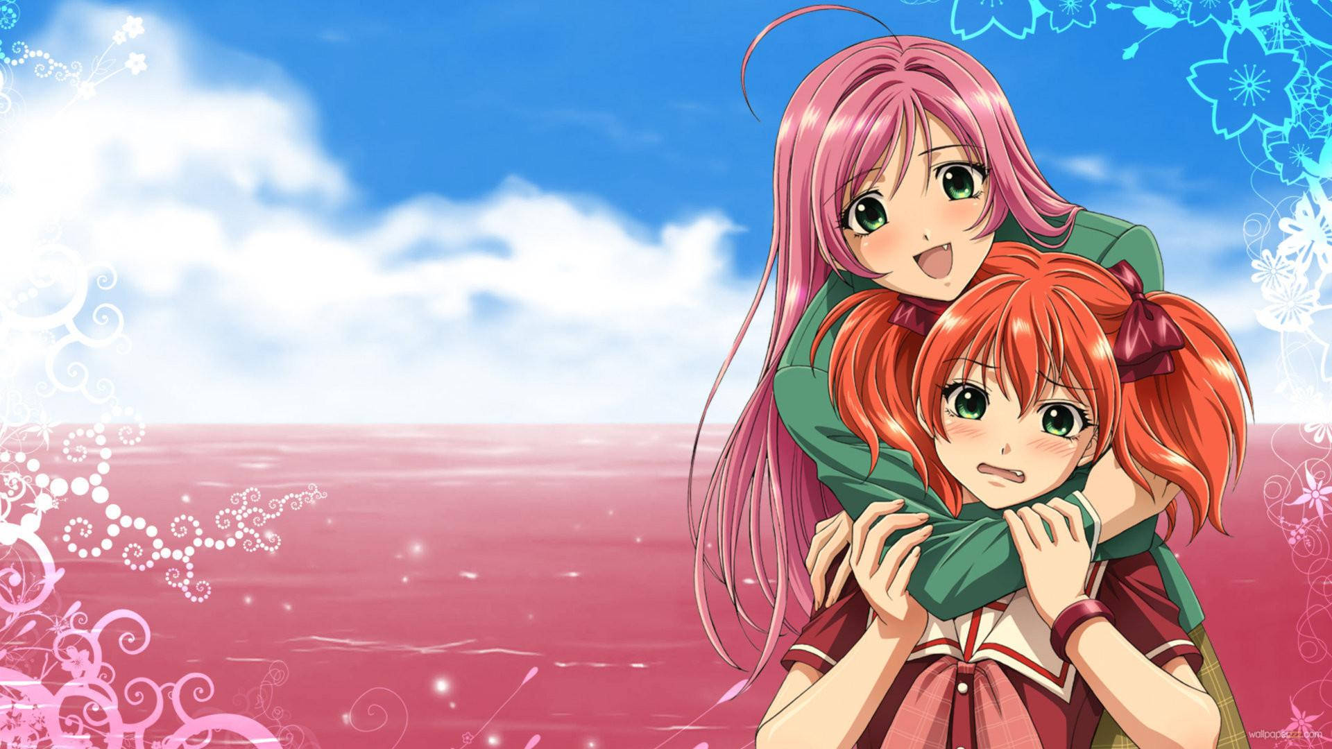 Moka y Kokoa de Rosario + Vampire en Estilo Kawaii Fondos de pantalla
