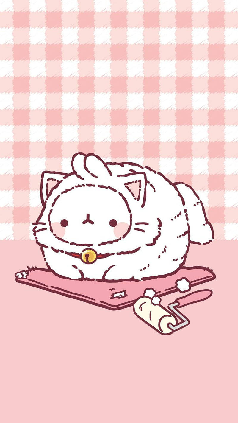 Molang Kawaii Rosa Disfrazado de Gato Fondos de pantalla