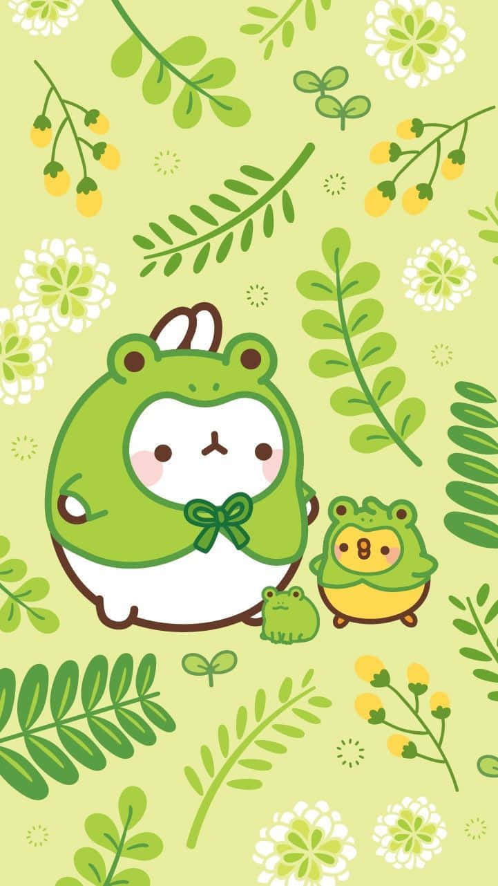 Molang y Piu Piu kawaii verdes adorables Fondos de pantalla