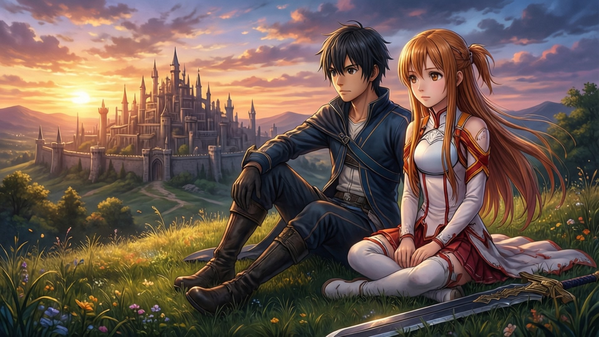 Momento de Paz de Kirito y Asuna Fondos de pantalla