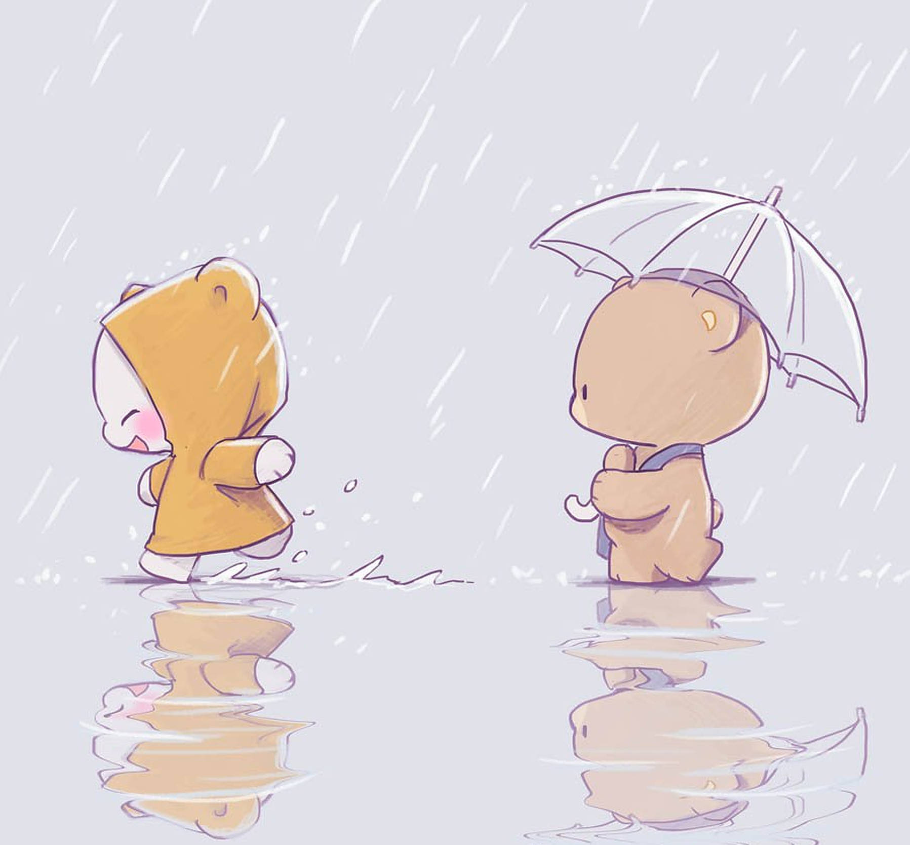 Momentos de Amor Bajo la Lluvia - Osos Milk y Mocha Fondos de pantalla