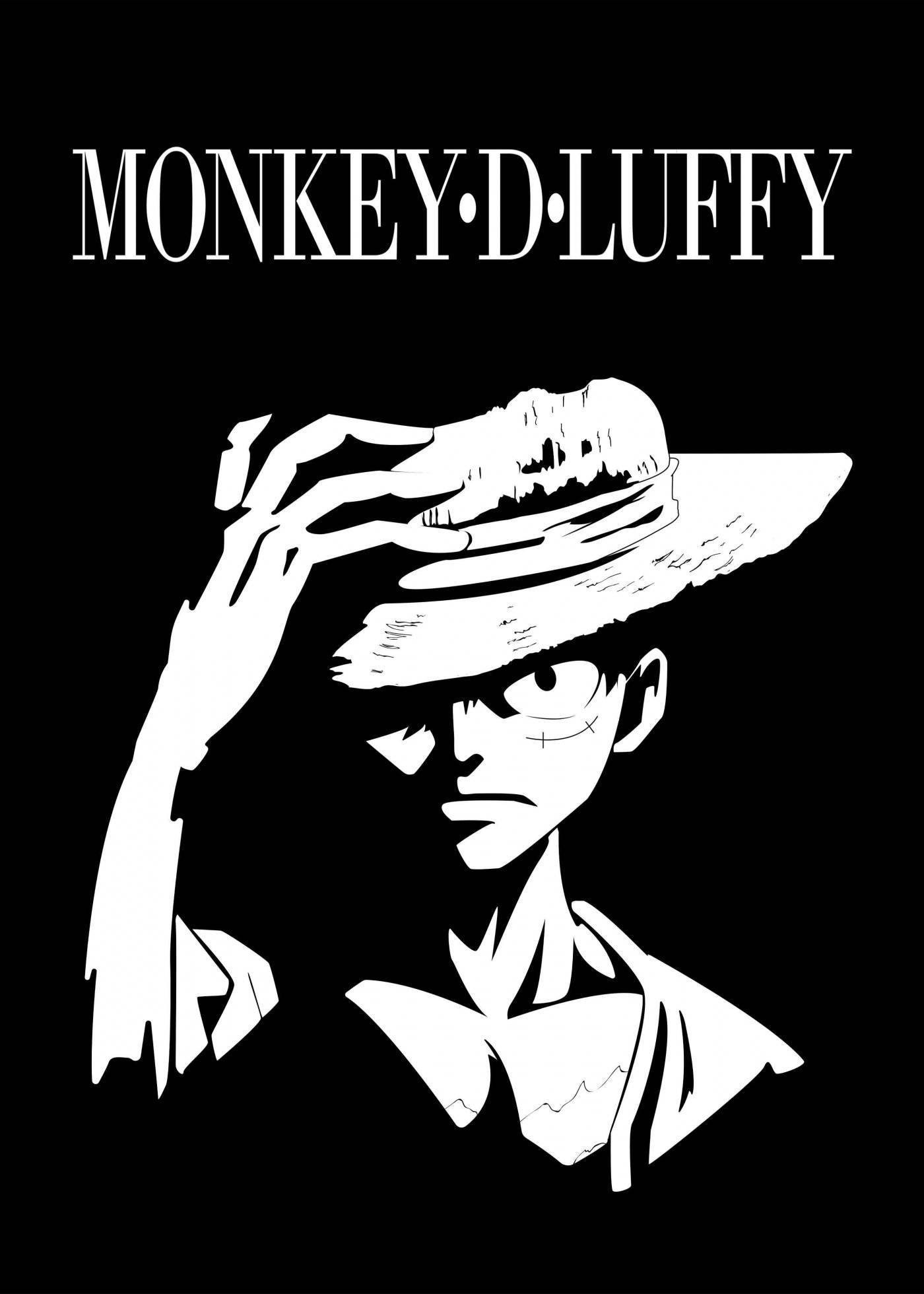 Monkey D. Luffy Decidido en Blanco y Negro Fondos de pantalla