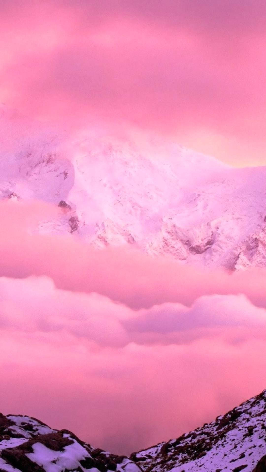 Montaña Nevada Rosa Estética para iPhone Fondos de pantalla