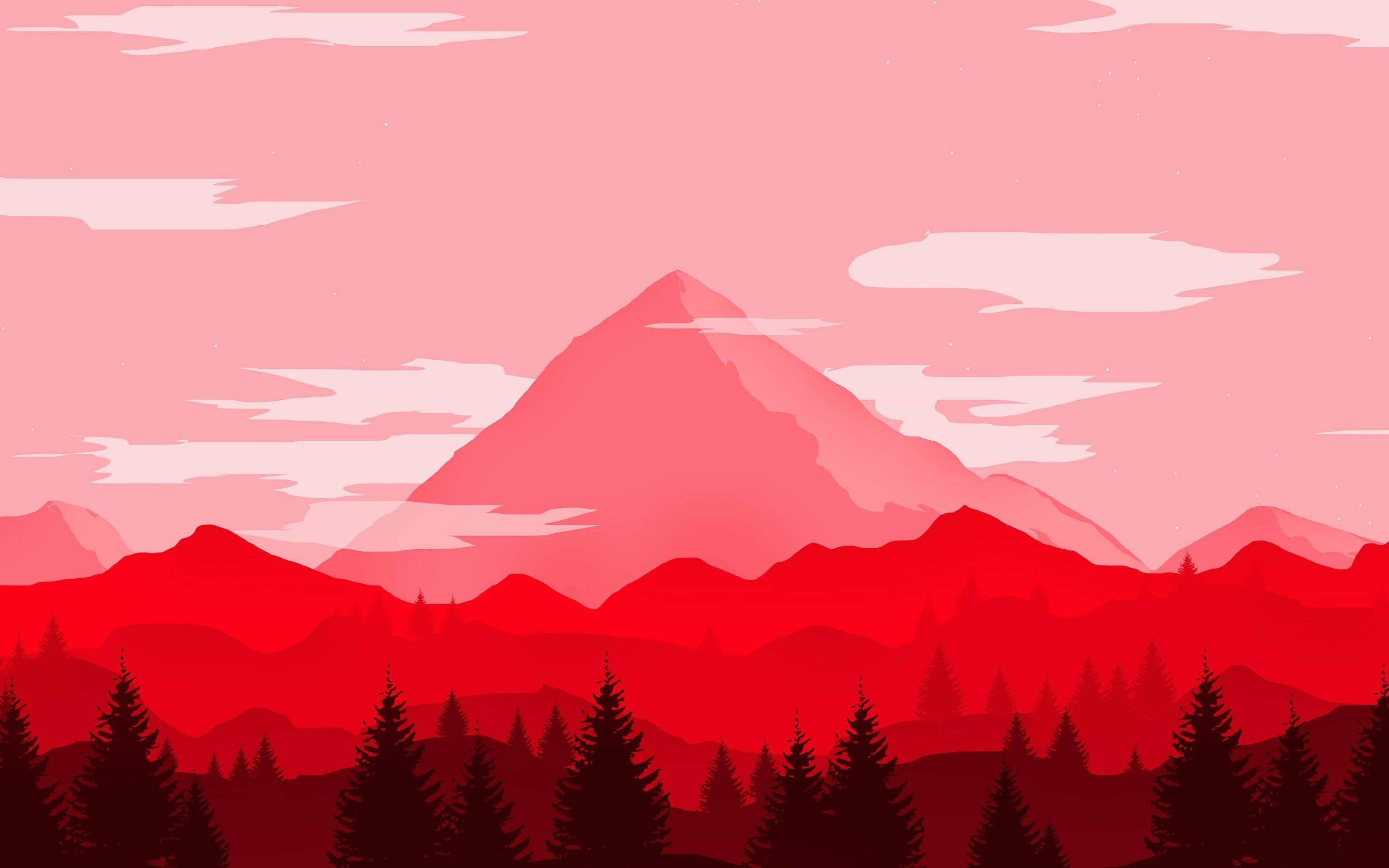 Montaña roja en cielo rosado Fondos de pantalla