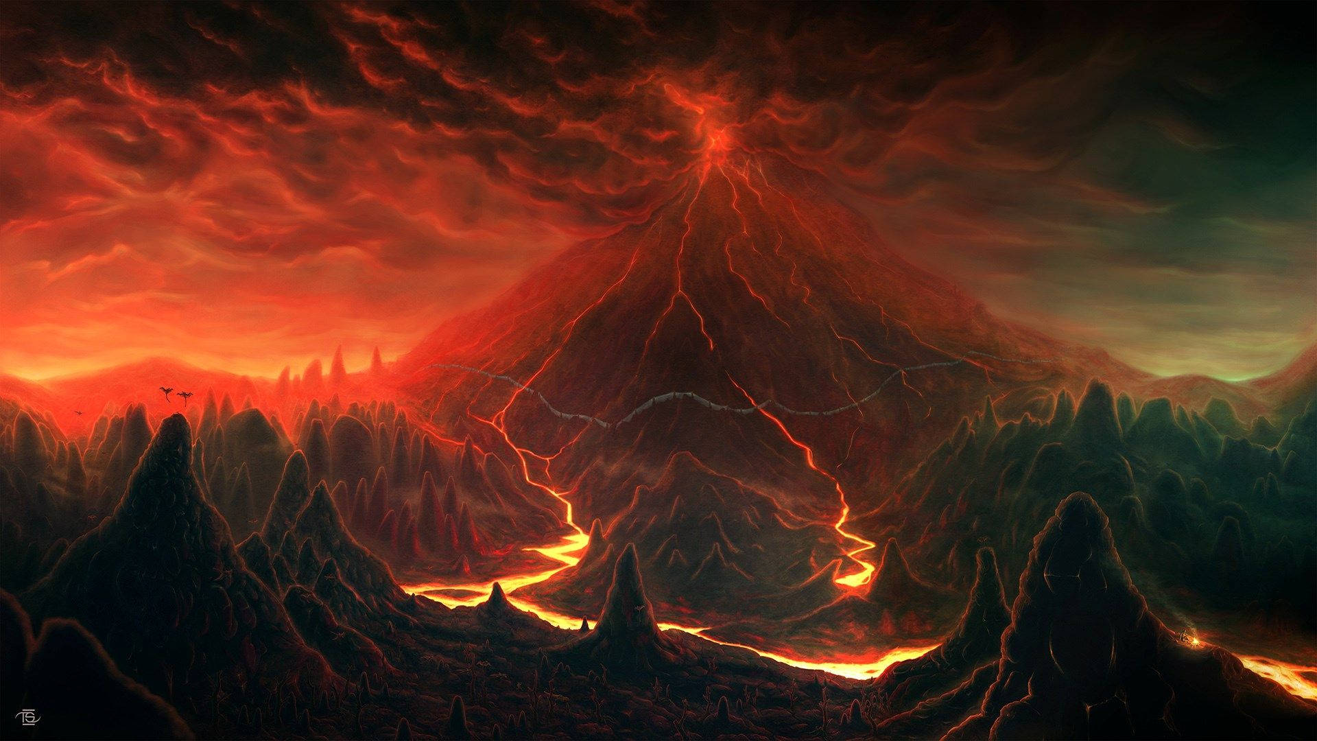 Montaña Roja Explosionando Fondos de pantalla