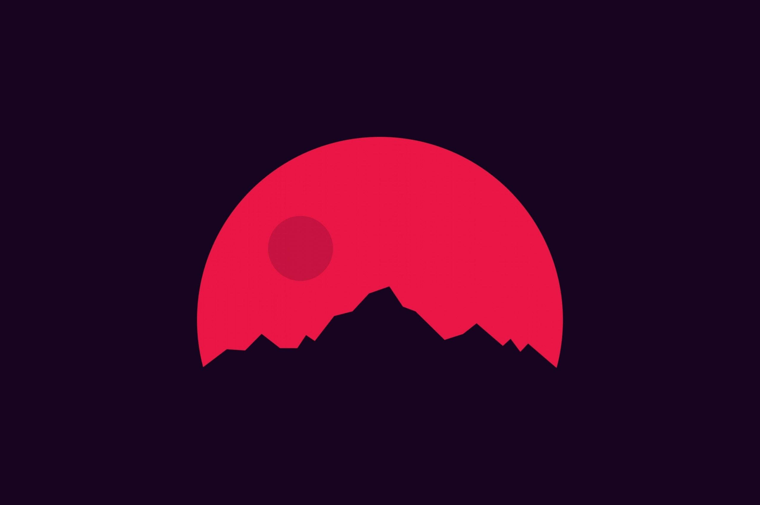 Montaña Roja Minimalista Fondos de pantalla