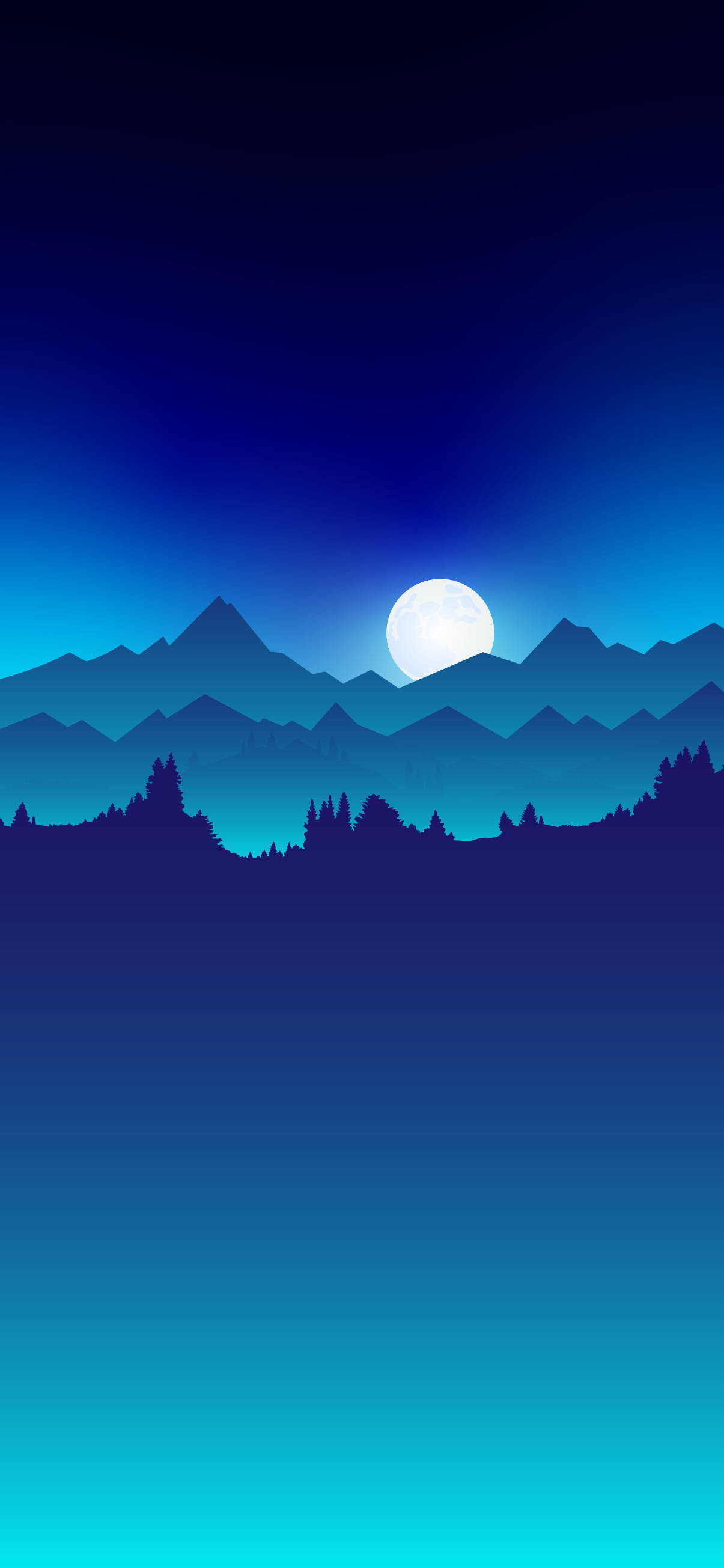 Montaña y luna azul estético digital Fondos de pantalla