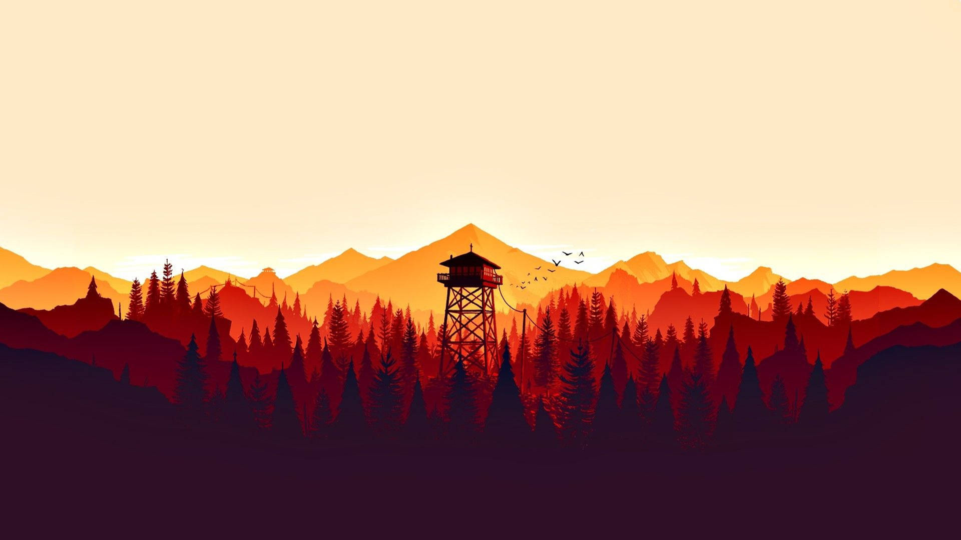 Montañas Naranjas Vibrantes de Firewatch en 4K Fondos de pantalla
