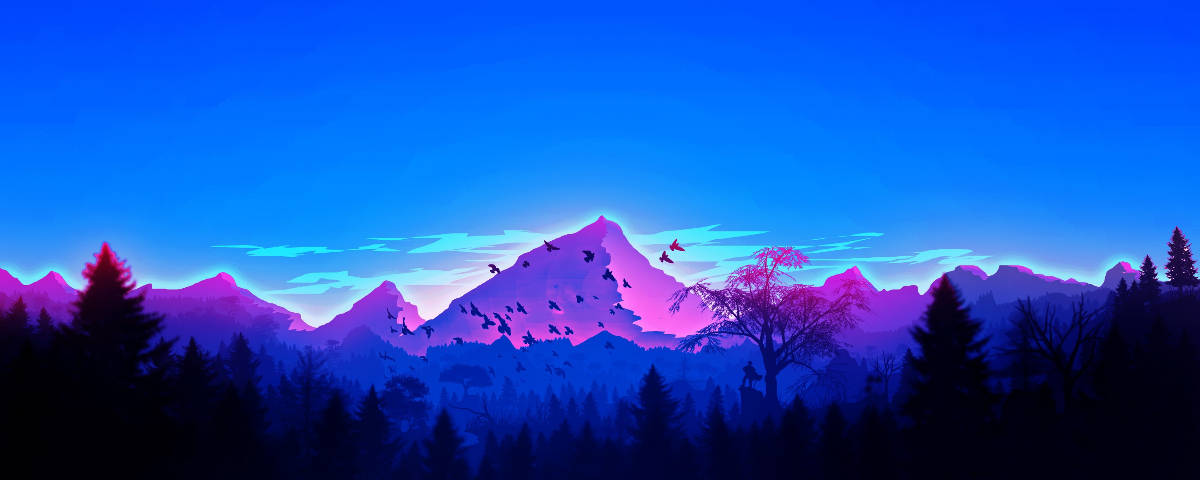 Montañas Púrpura Neón 1200x480 Fondos de pantalla