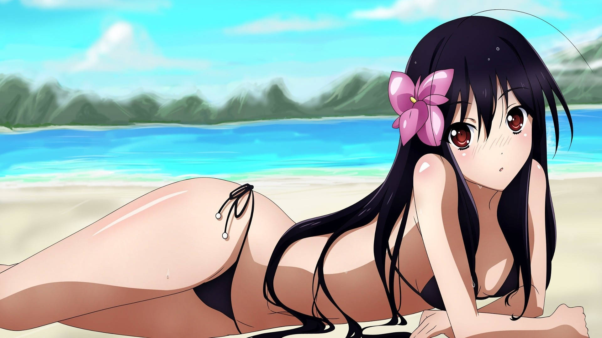 Mujer Anime en Bikini en la Playa Fondos de pantalla