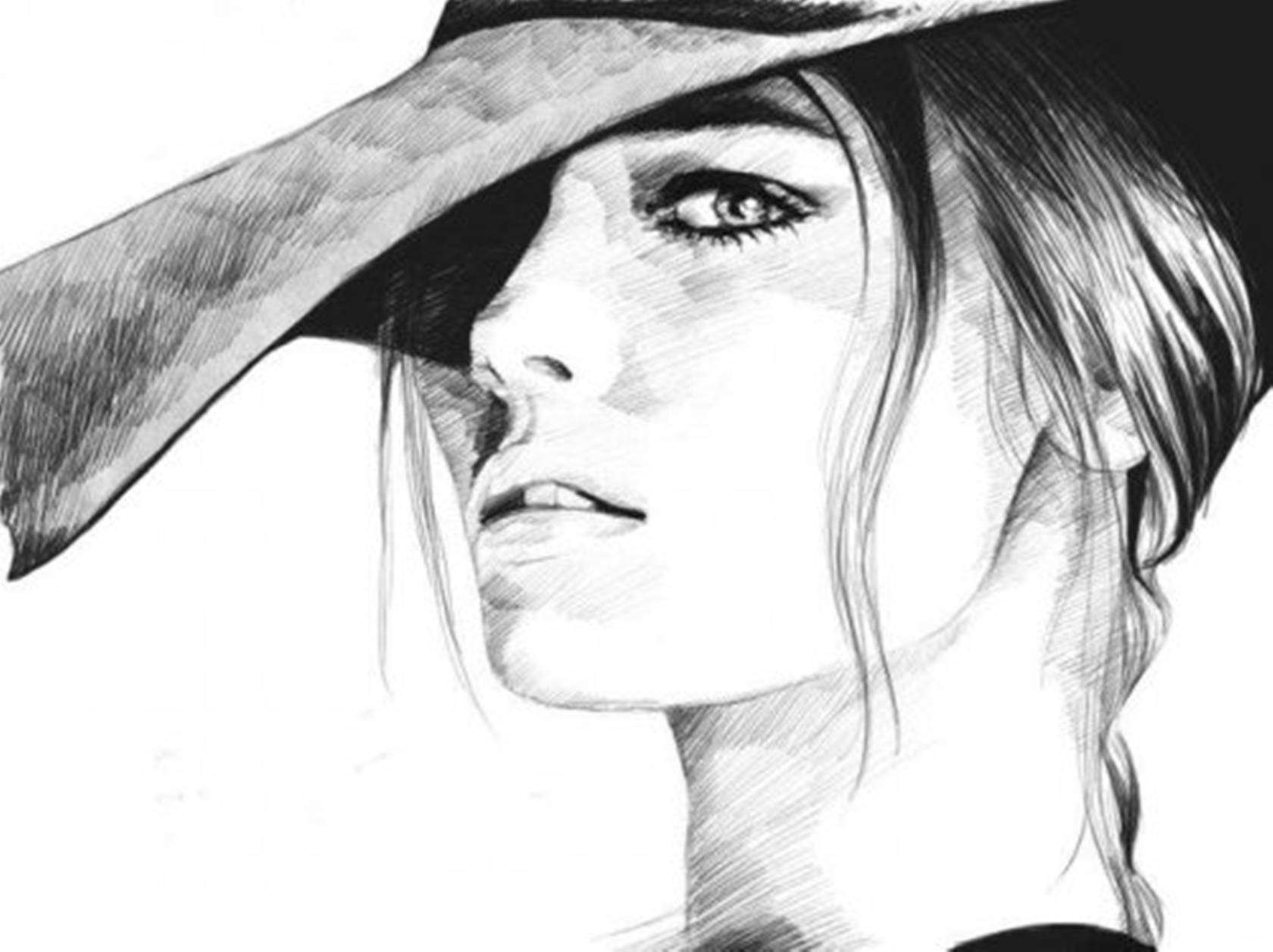 Mujer con sombrero en dibujo genial Fondos de pantalla