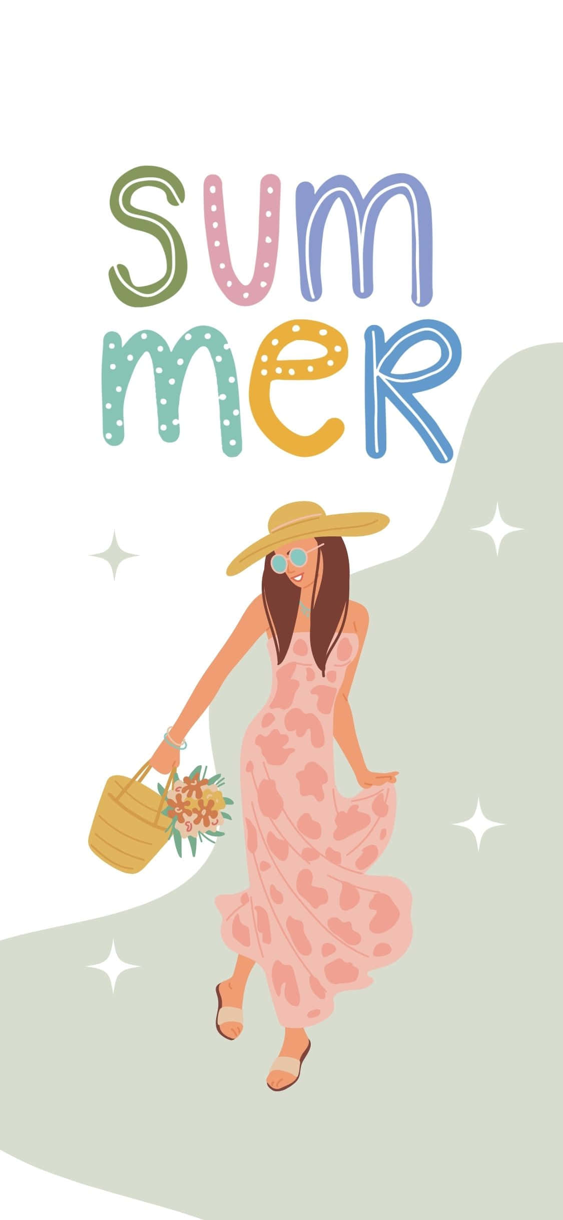 Mujer con vestido de verano fondo de verano para iPhone X Fondos de pantalla