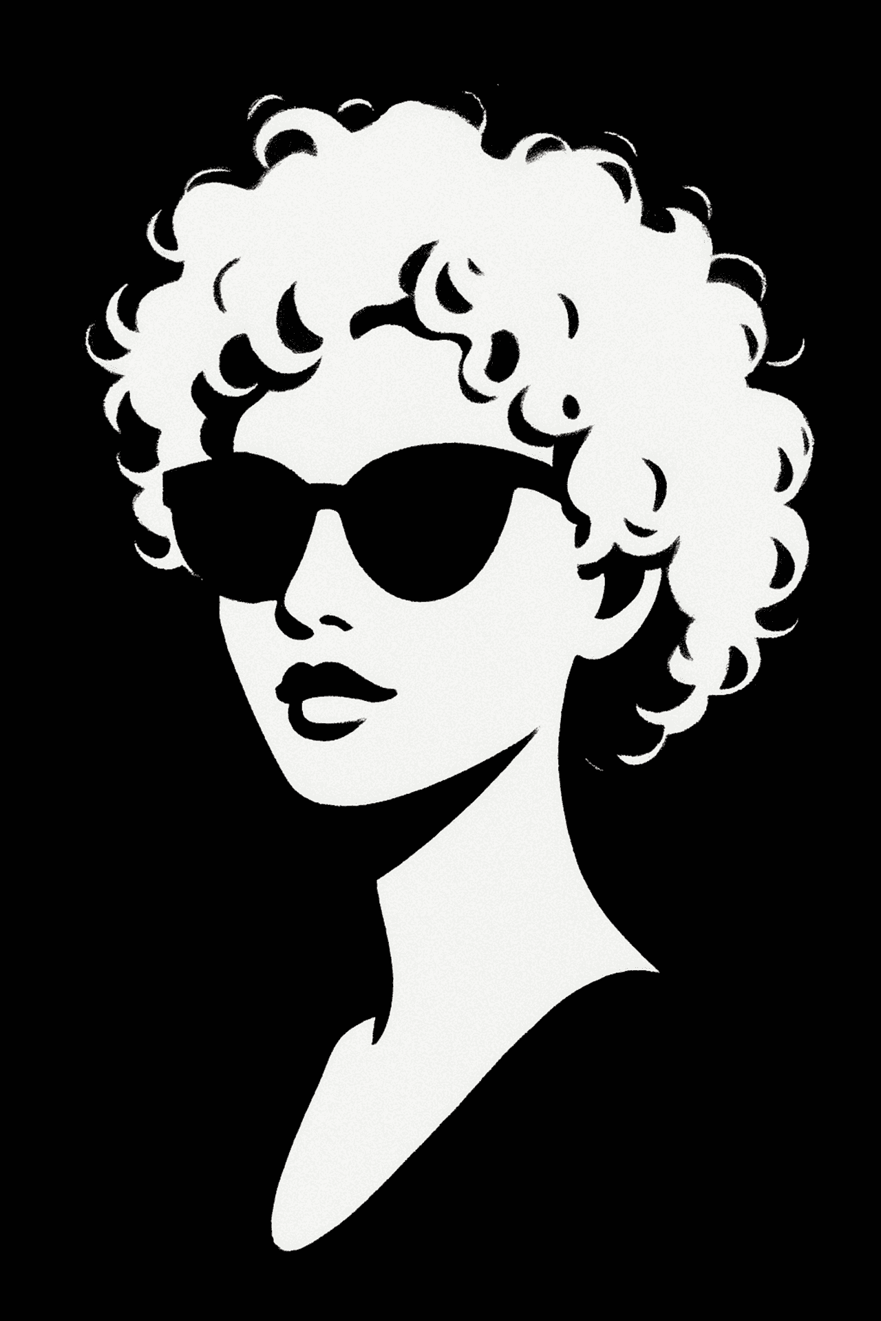 Lentes de sol, Cabello rizado, Mujer, Fondo blanco y negro, Estética blanco y negro, Silueta, Estética blanca, Estética negra, estética mujer con lentes, Estética chica