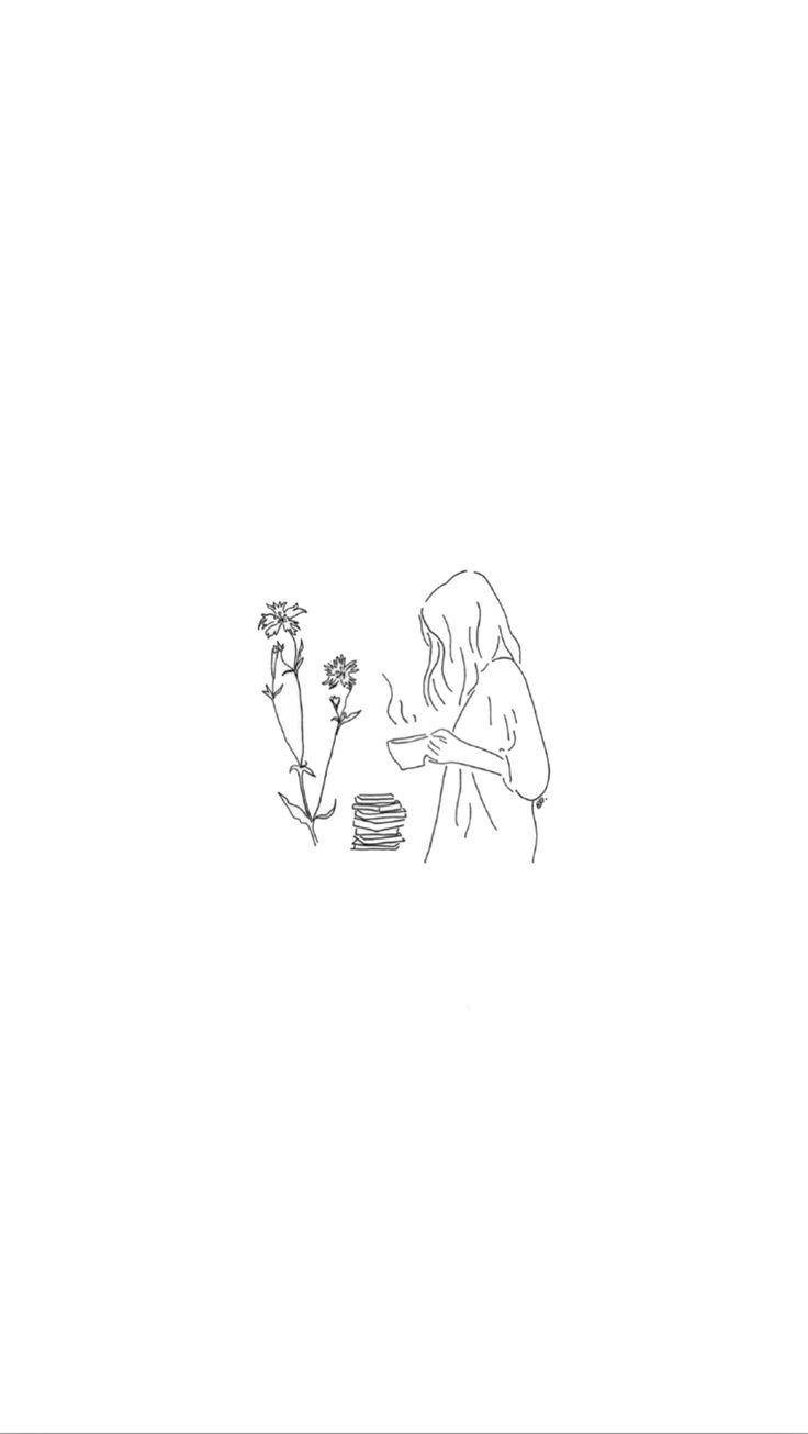 Mujer estética minimalista sosteniendo una taza de café Fondos de pantalla