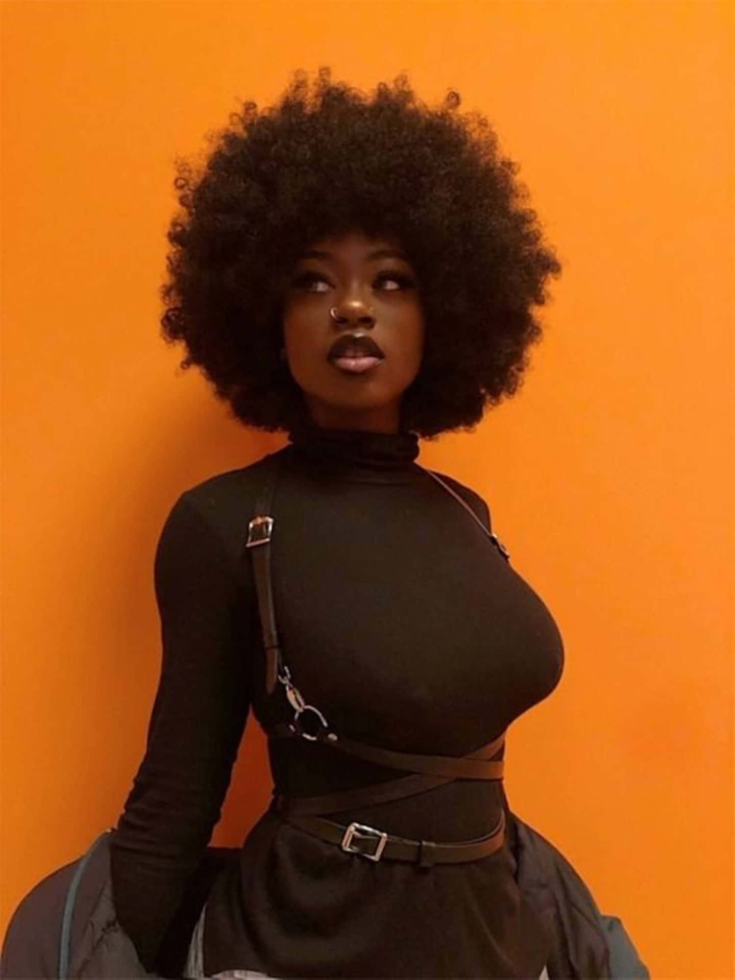 Mujer negra sexy con afro Fondos de pantalla