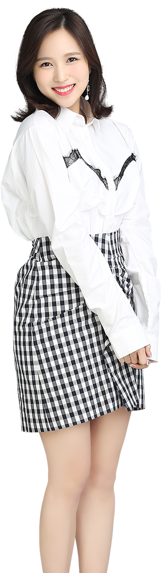 Mujer Sonriente con Blusa Blanca y Falda a Cuadros Fondos de pantalla