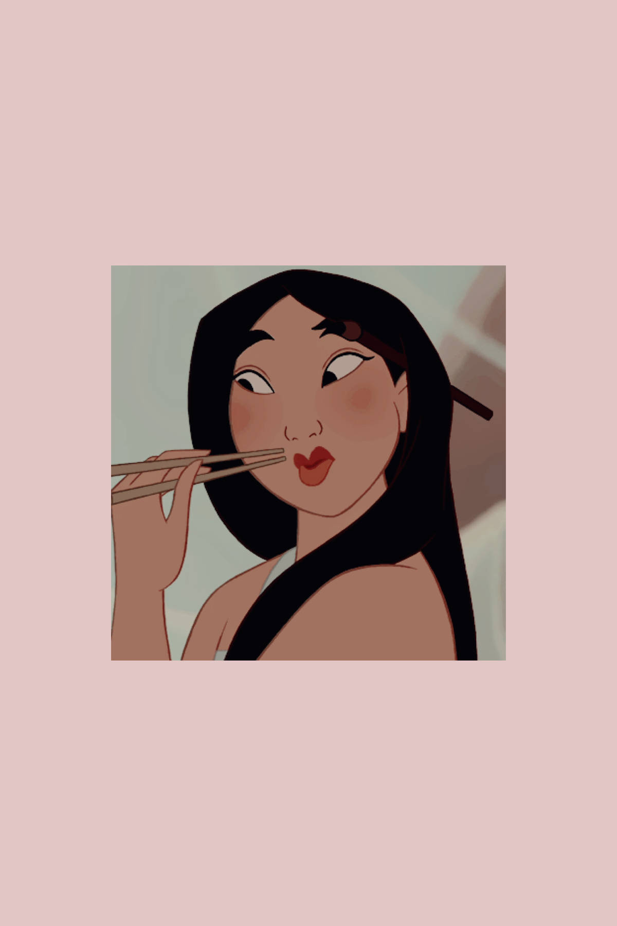 Mulan caricatura estética comiendo con palillos Fondos de pantalla