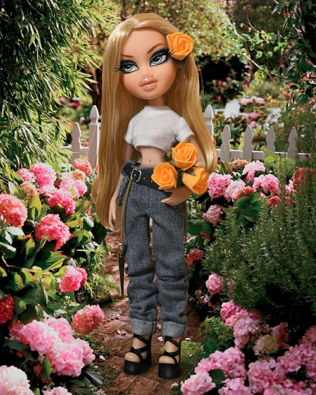 Muñeca Bratz Estética en Jardín Fondos de pantalla