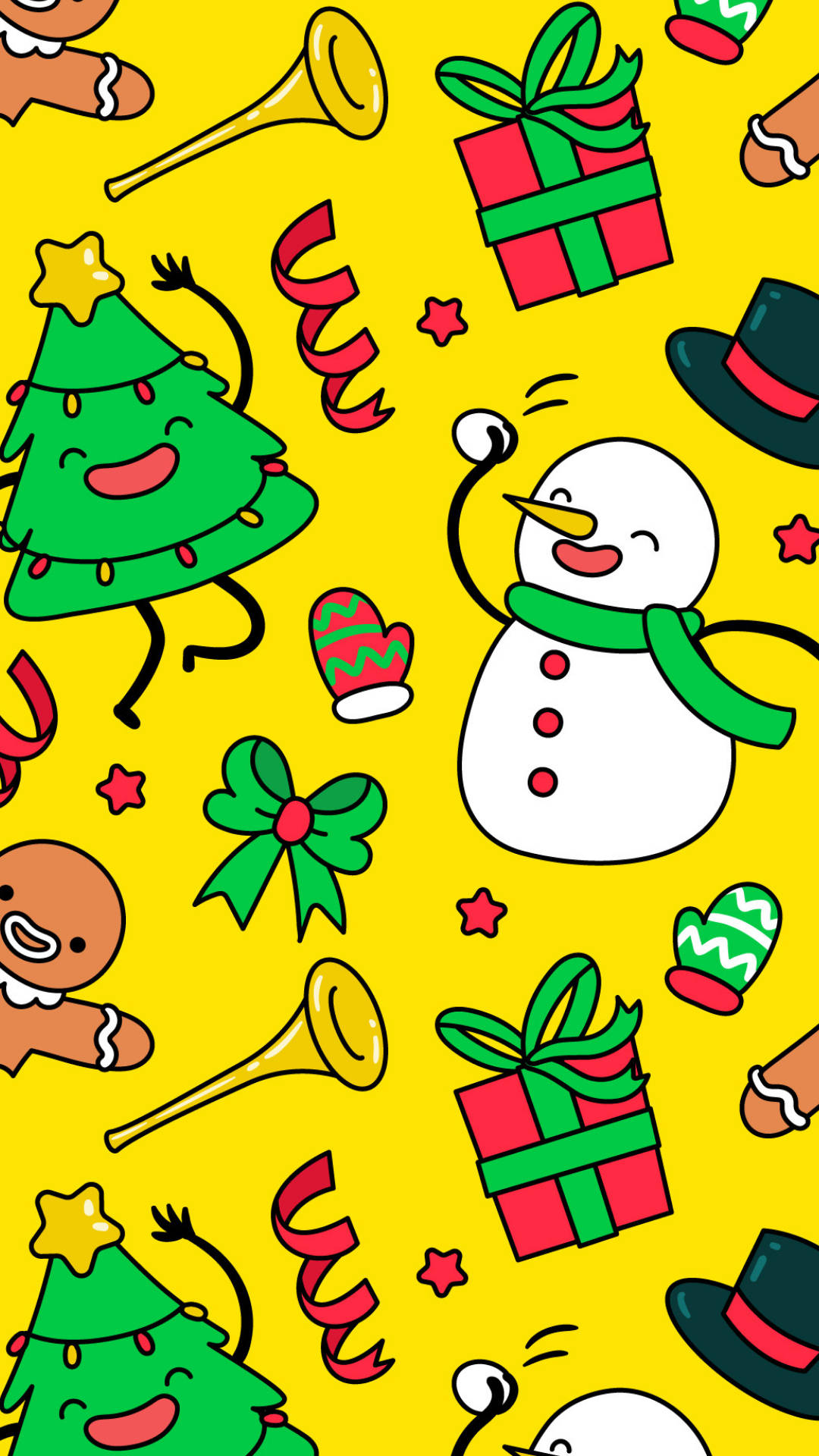 Muñeco de nieve navideño lindo con decoraciones Fondos de pantalla