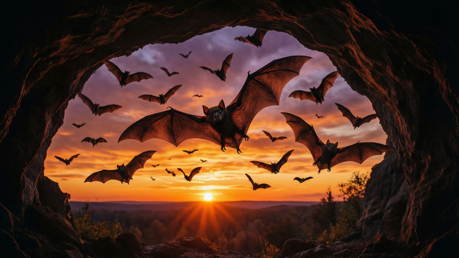 Murciélagos al Atardecer Fondos de pantalla