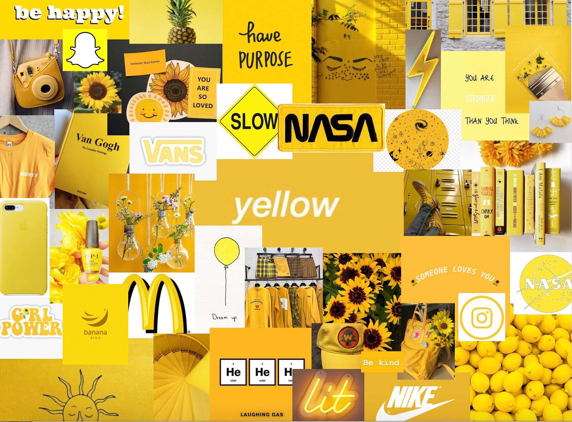 Muro Collage Estético Amarillo Fondos de pantalla