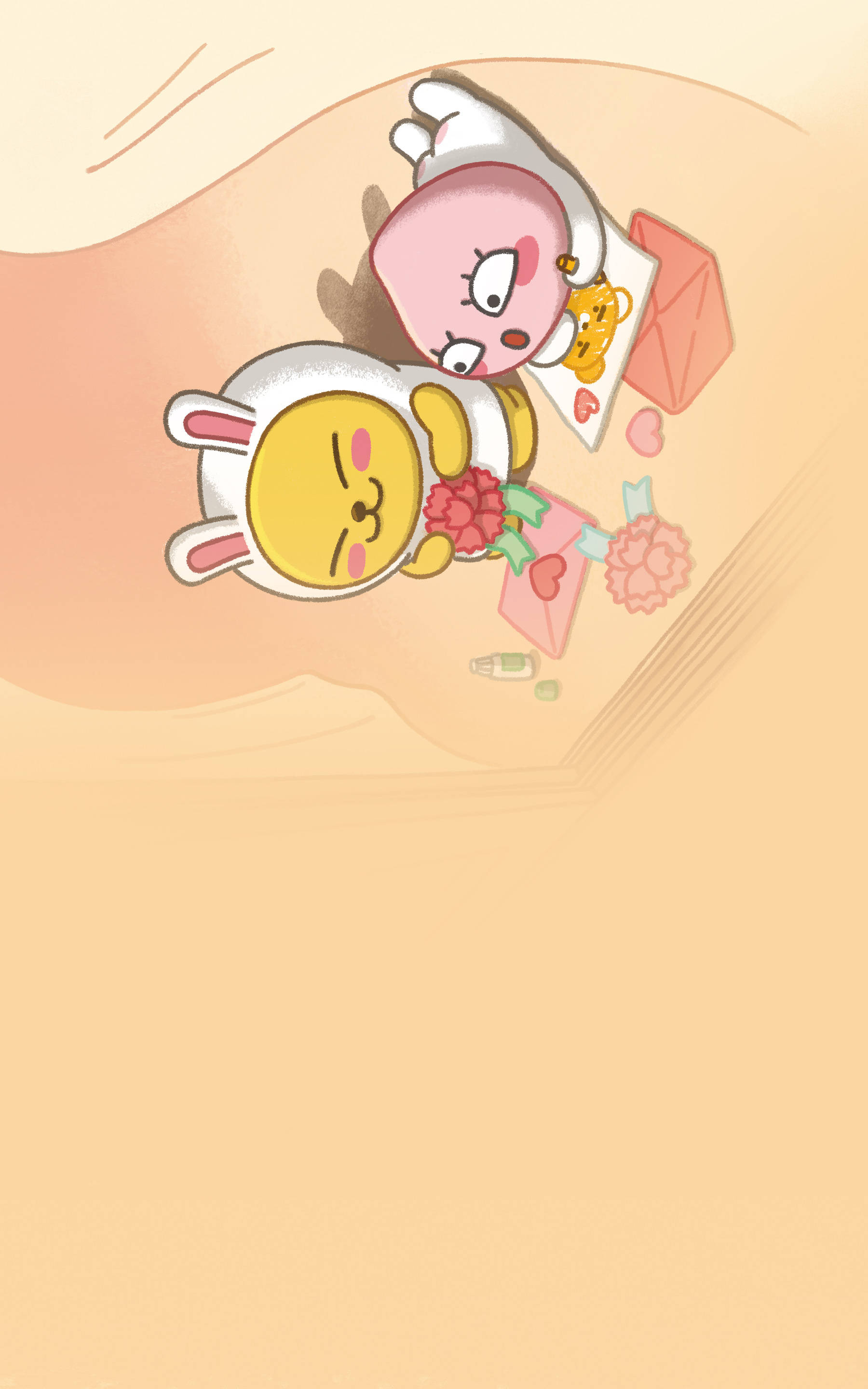 Muzi y Apeach de Kakao Friends Disfrutan un Día Soleado Fondos de pantalla