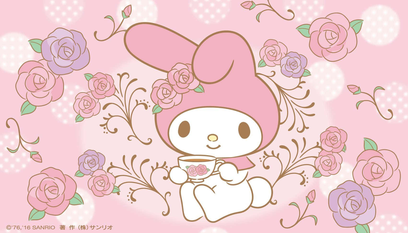 My Melody Escritorio Flores Rosas y Púrpuras Fondos de pantalla