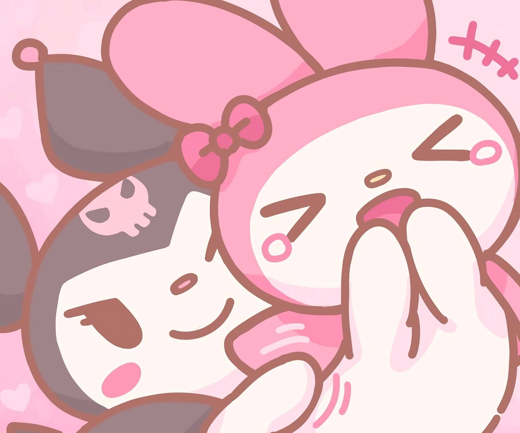 My Melody y Kuromi Abrazándose Fondos de pantalla