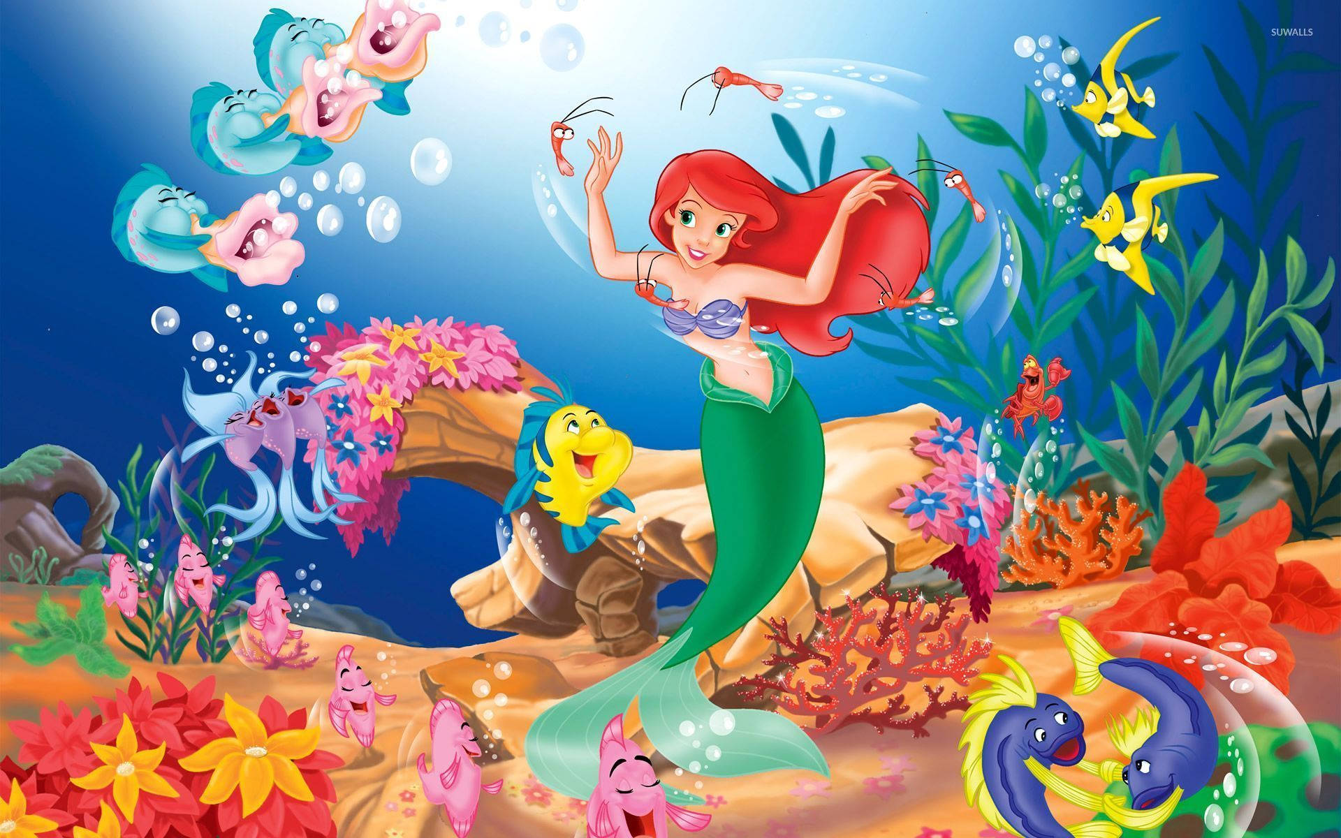 Nada y juega con Ariel, Flounder y Sebastián Fondos de pantalla