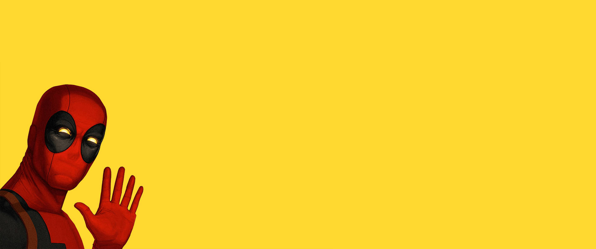 Superhéroe de Marvel Deadpool en fondo amarillo.