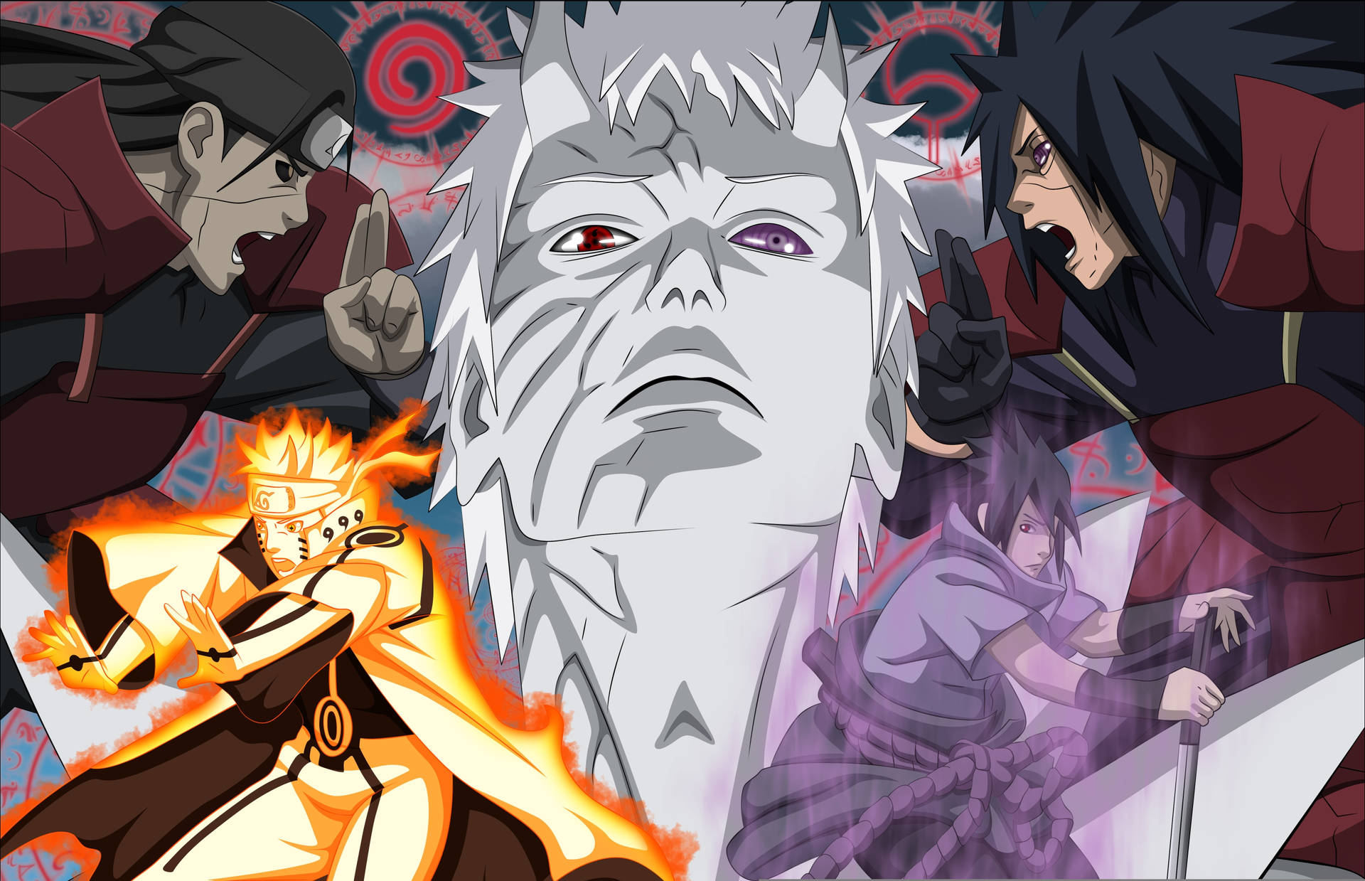 Fondo de pantalla Naruto 4K Obito y Uchiha