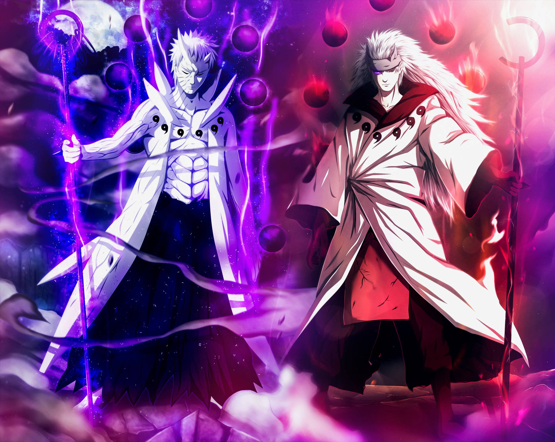 Fondo de pantalla Naruto 4K de Obito y Madara