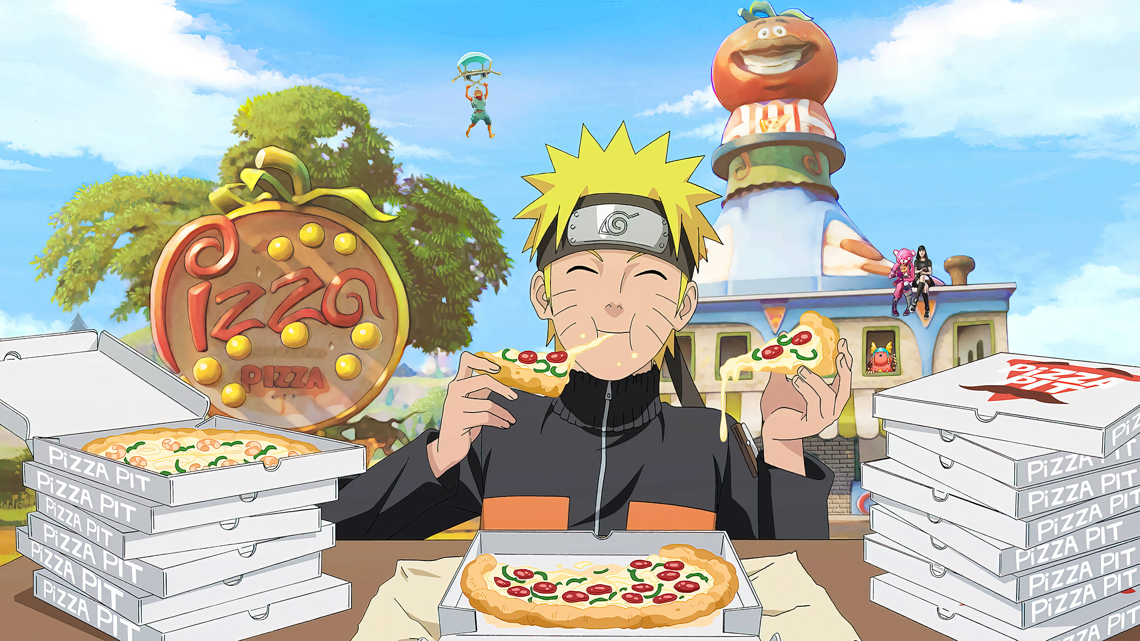 Naruto comiendo pizza en 4K Ultra HD Fondos de pantalla