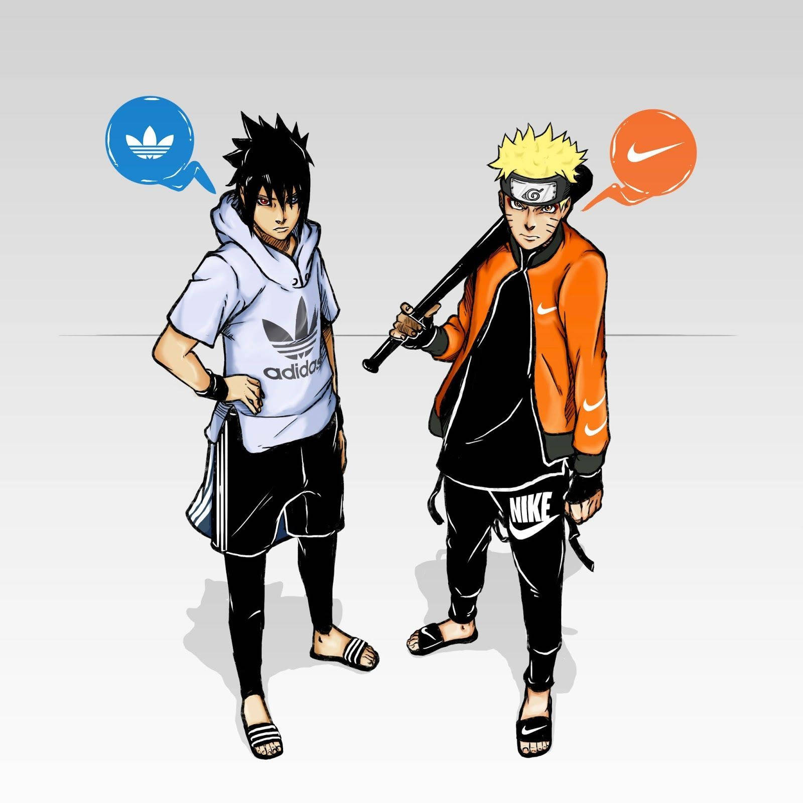 Naruto con estilo y Sasuke en Adidas y Nike Fondos de pantalla