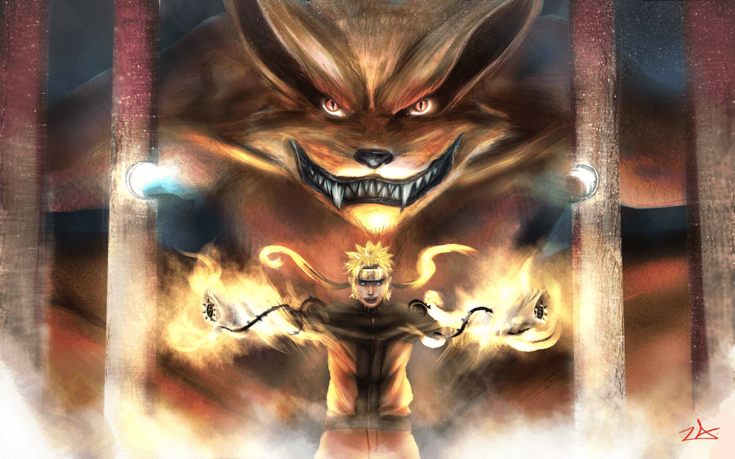 Naruto Cool y Kurama Ardiente