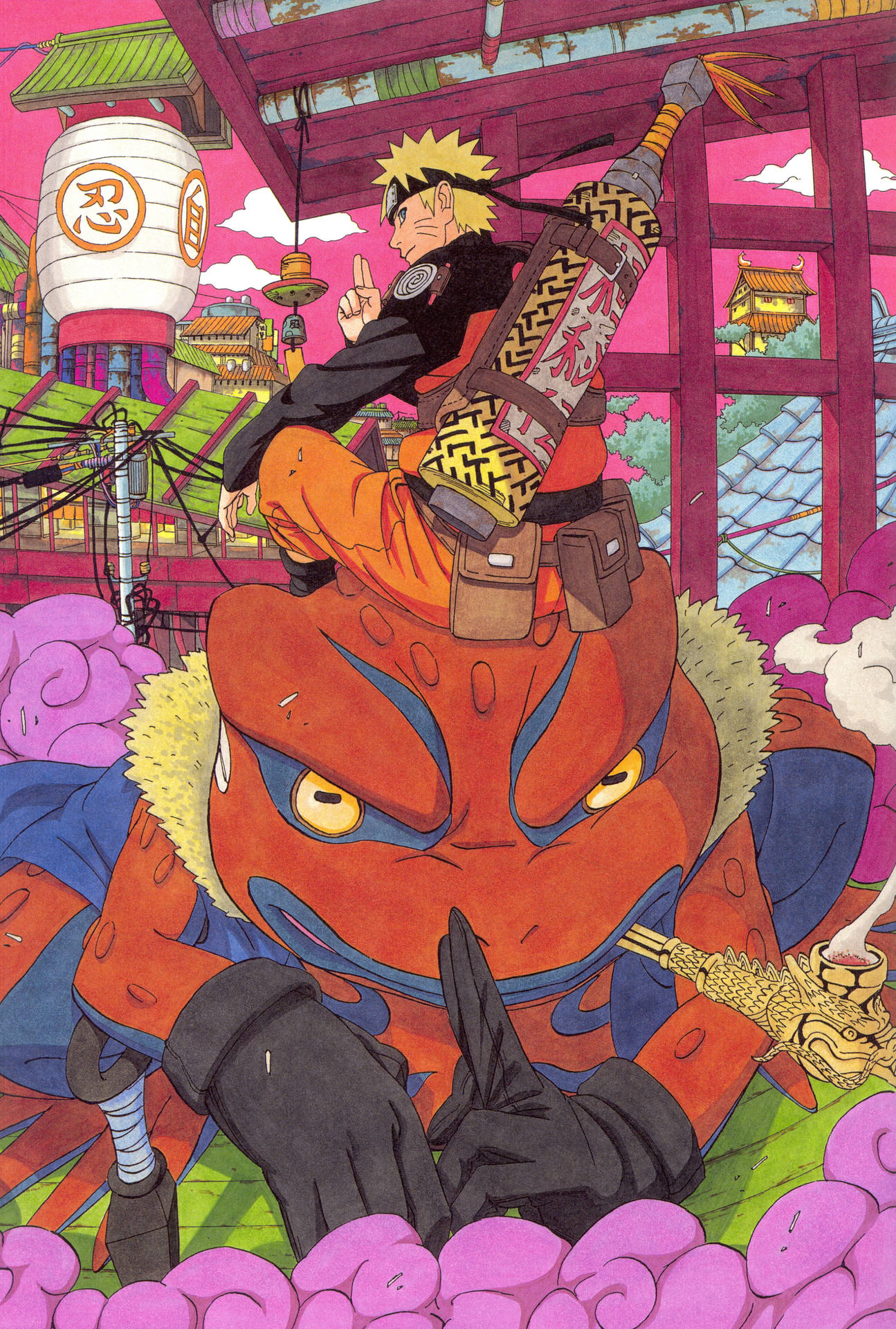 Naruto en Movimiento con el Sapo Gamamaru Fondos de pantalla