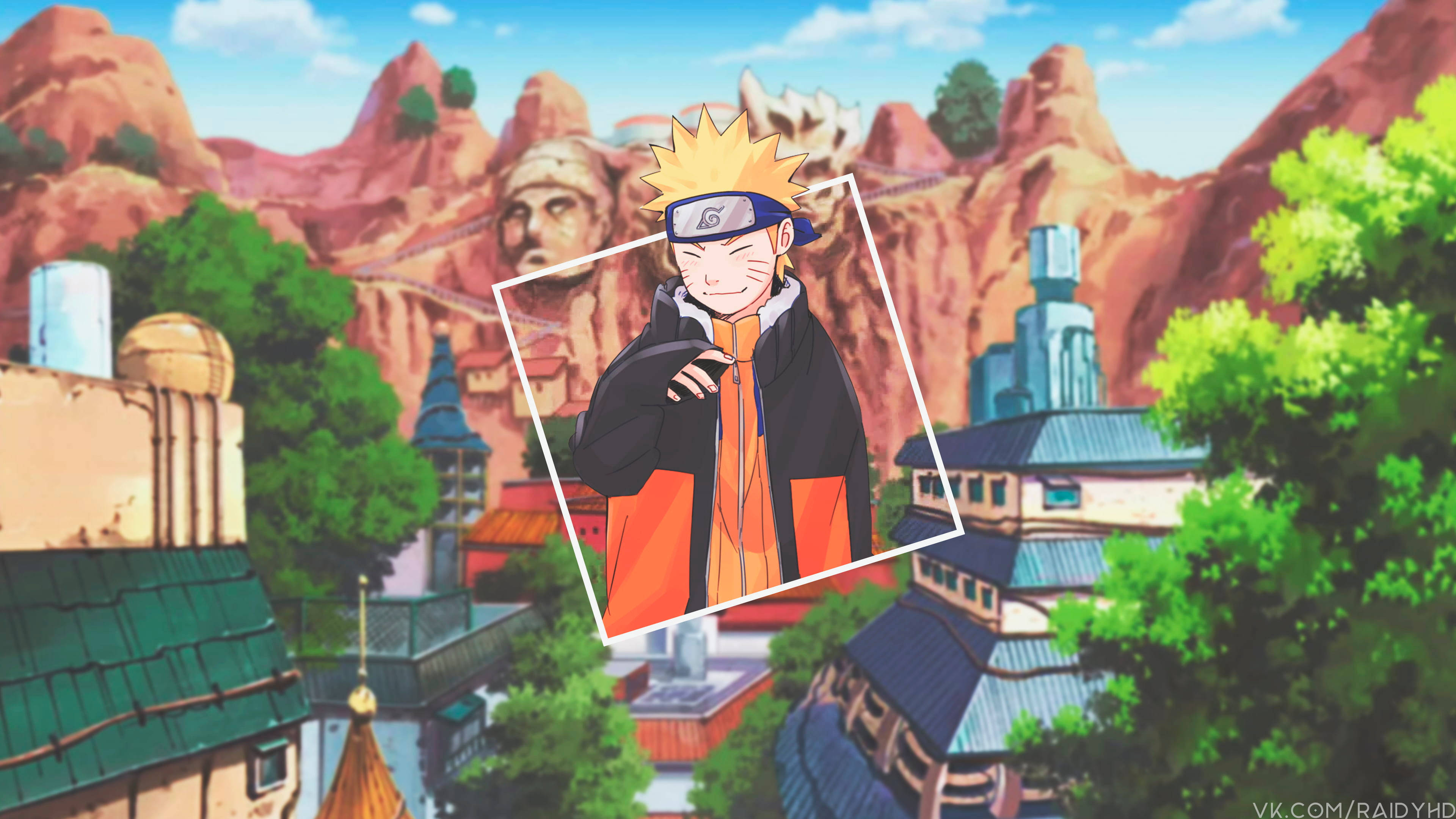 Naruto en movimiento sobre casas japonesas Fondos de pantalla