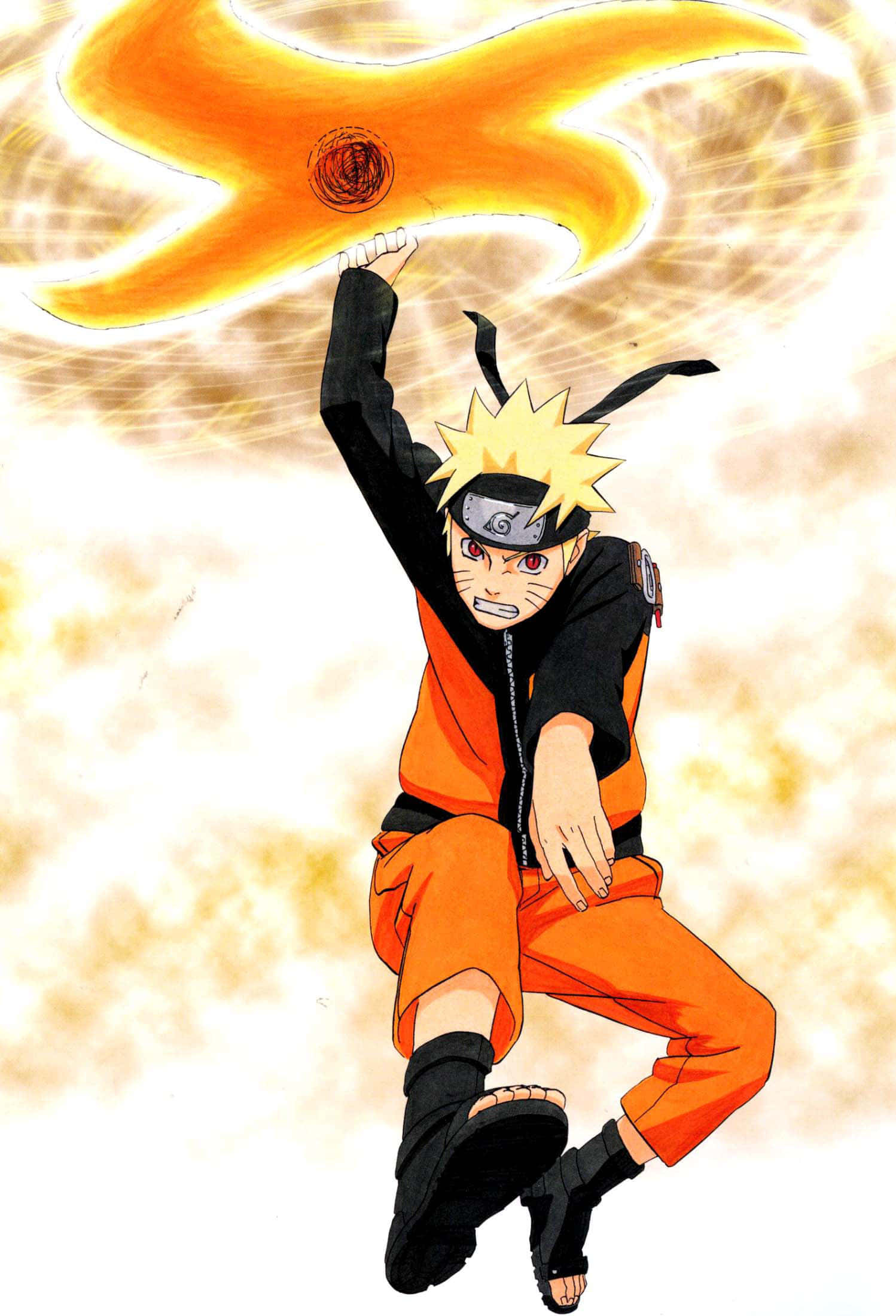 Naruto en pose de acción épica sobre fondo místico Fondos de pantalla