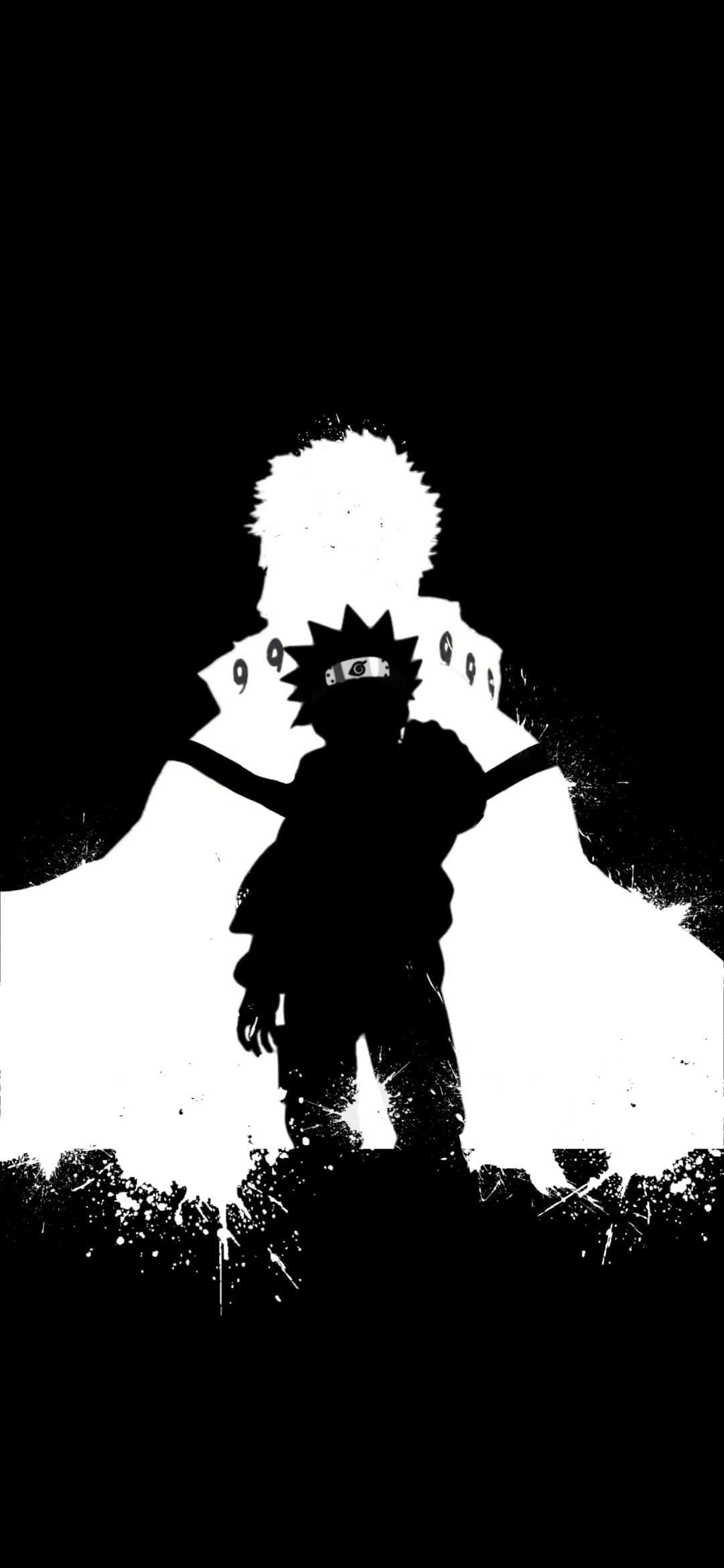 Naruto en silueta blanco y negro Fondos de pantalla