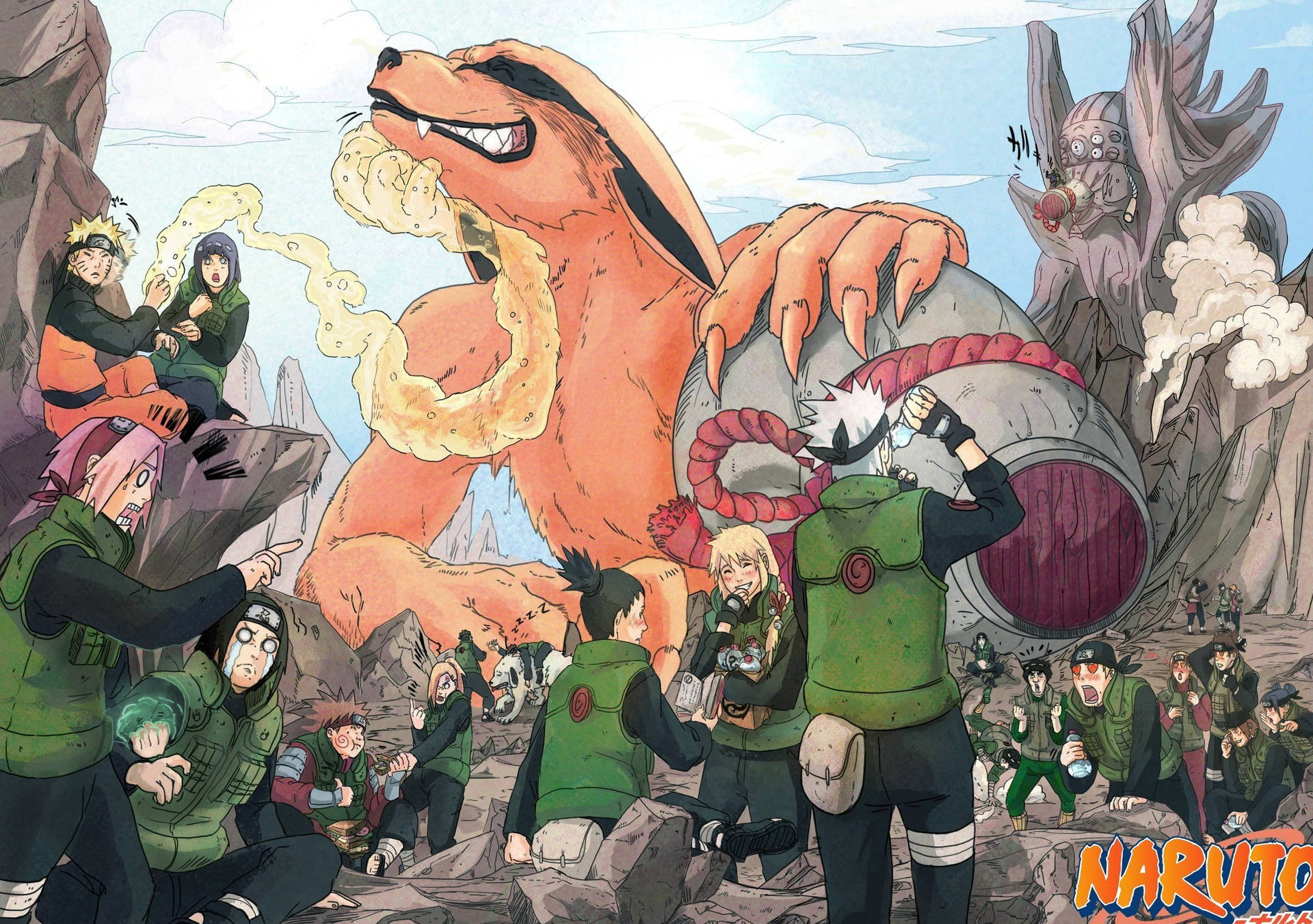 Naruto en vivo: Kurama gigante sobre los personajes