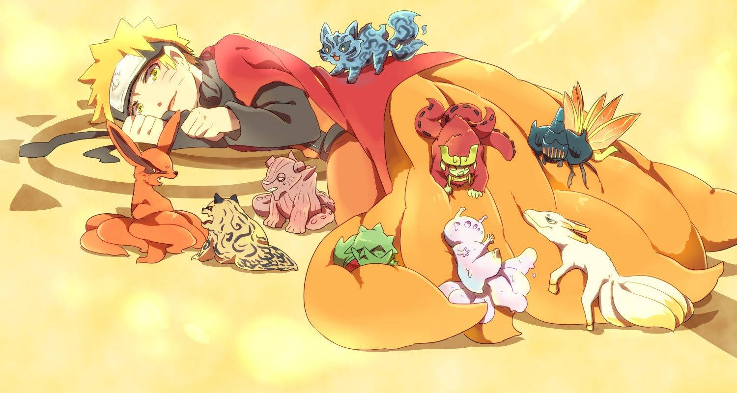 Naruto lindo con bestias de nueve colas Fondos de pantalla