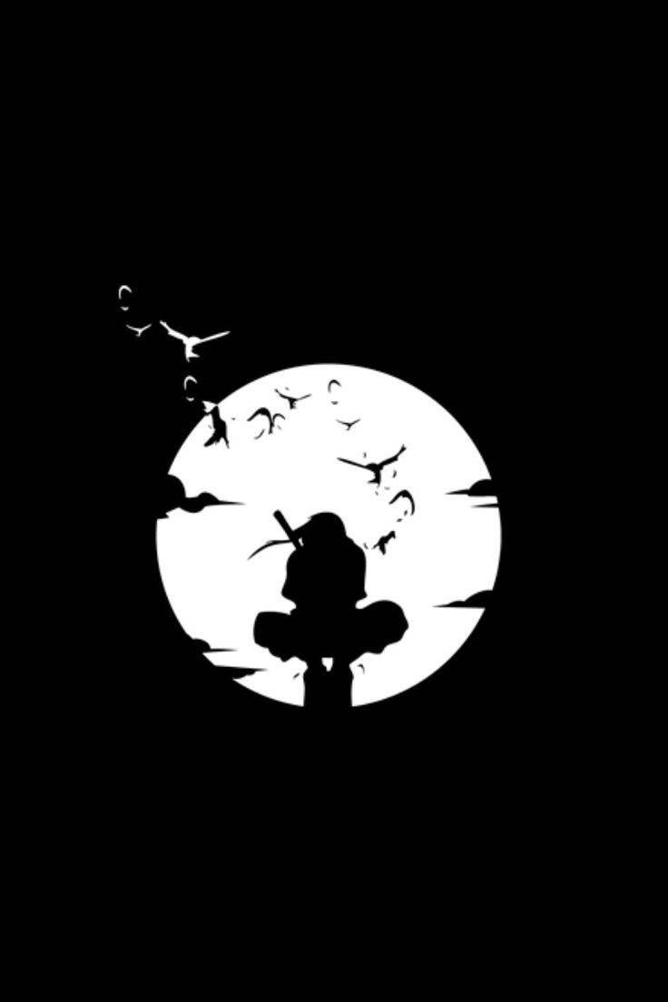 Naruto Negro Itachi Uchiha Detrás de la Luna Fondos de pantalla