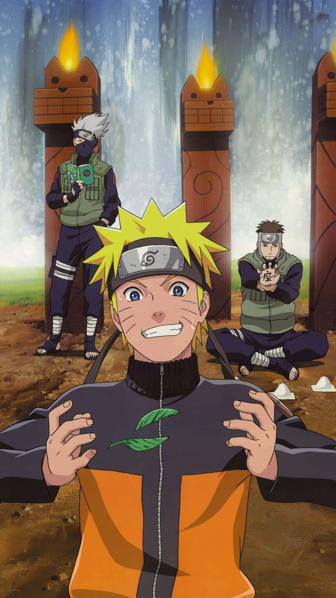 Naruto Uzumaki en postura de batalla intensa con luz brillante