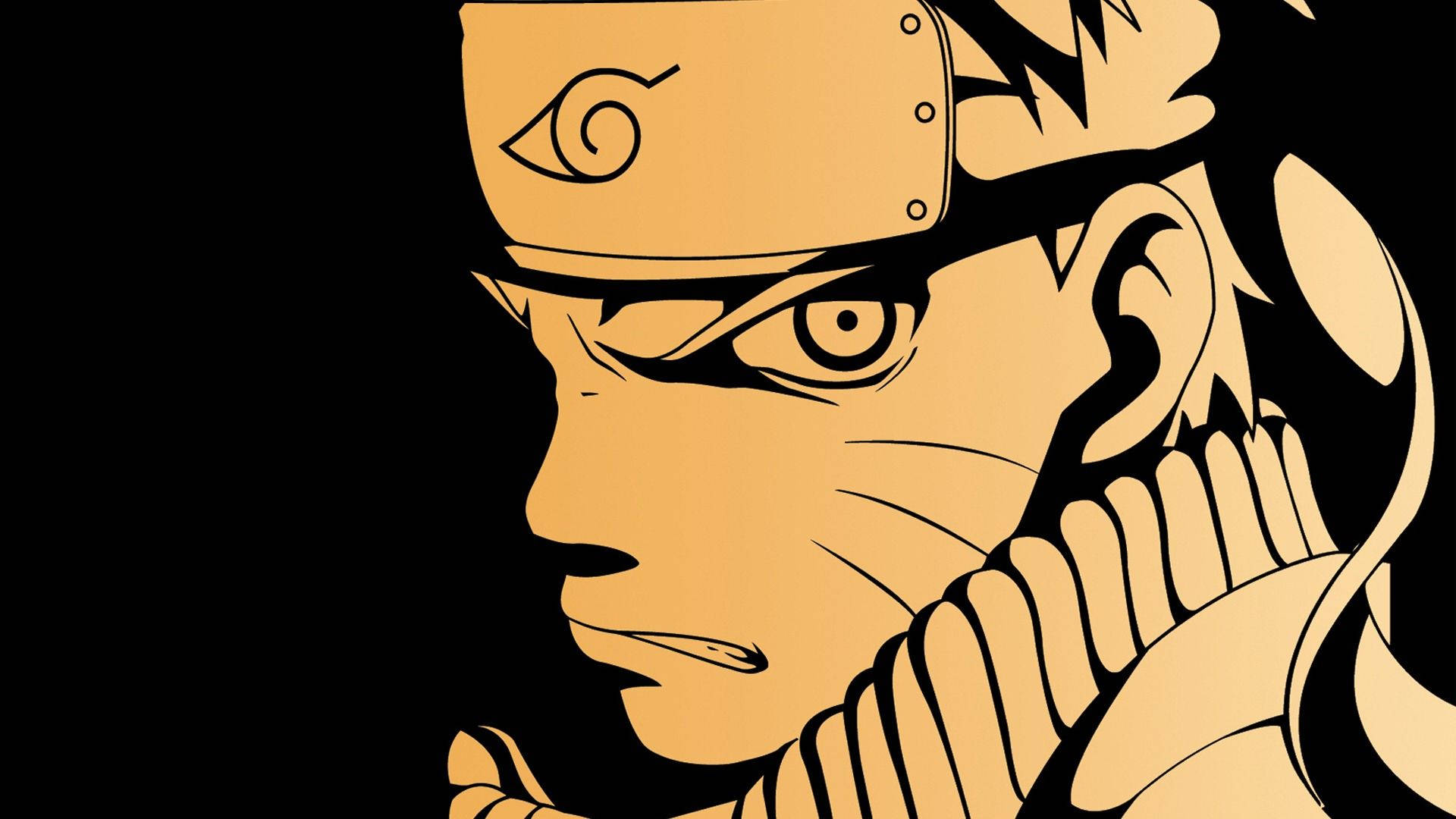 Fondo de pantalla de dibujo vintage de Naruto en arte anaranjado.