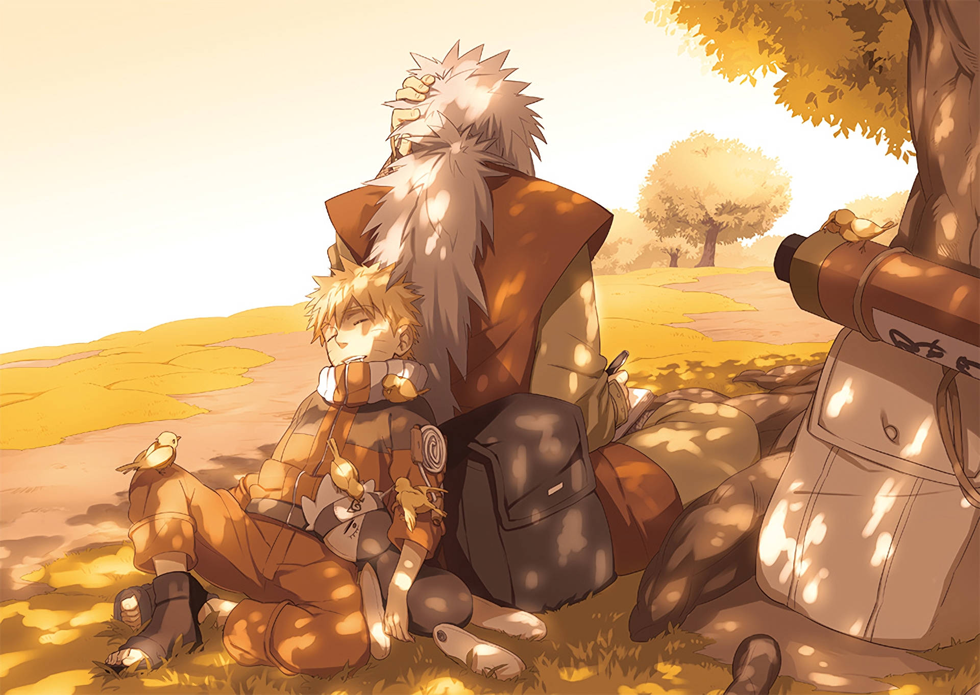 Naruto Uzumaki y Jiraiya durmiendo Fondos de pantalla