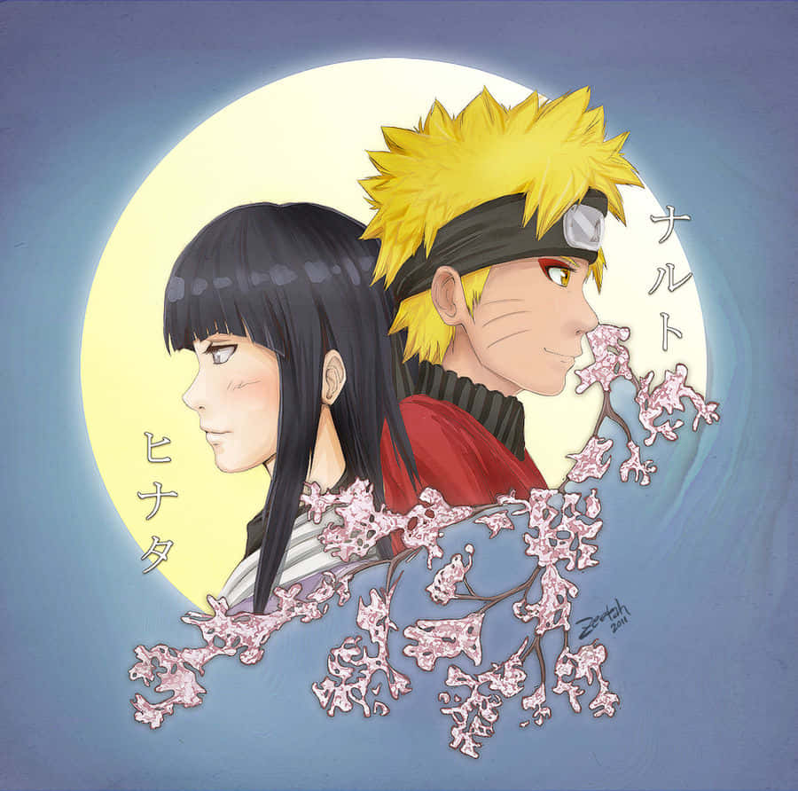 Naruto y Hinata tiernos con cerezos en flor Fondos de pantalla