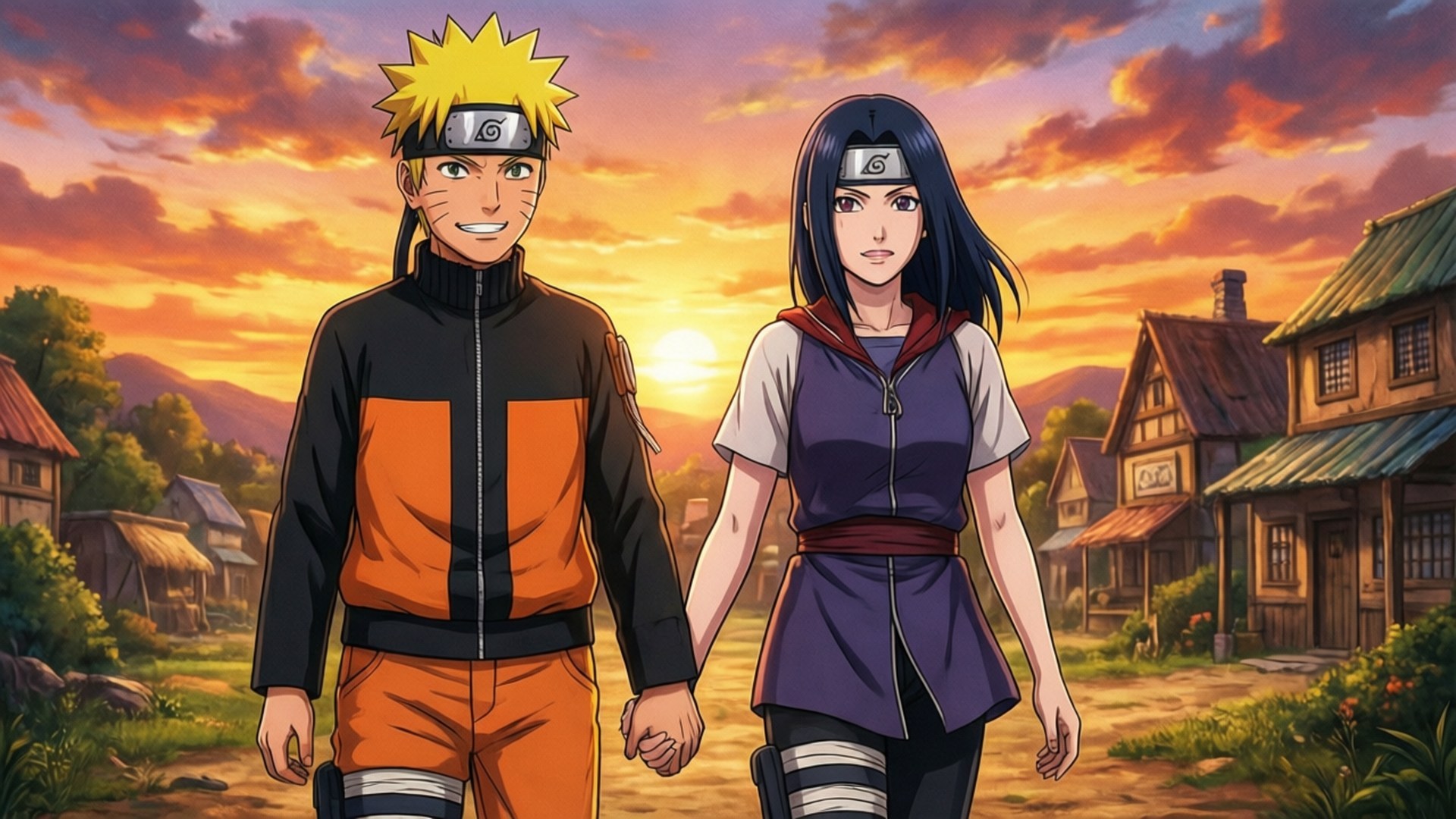 Naruto y Hinata al atardecer Fondos de pantalla
