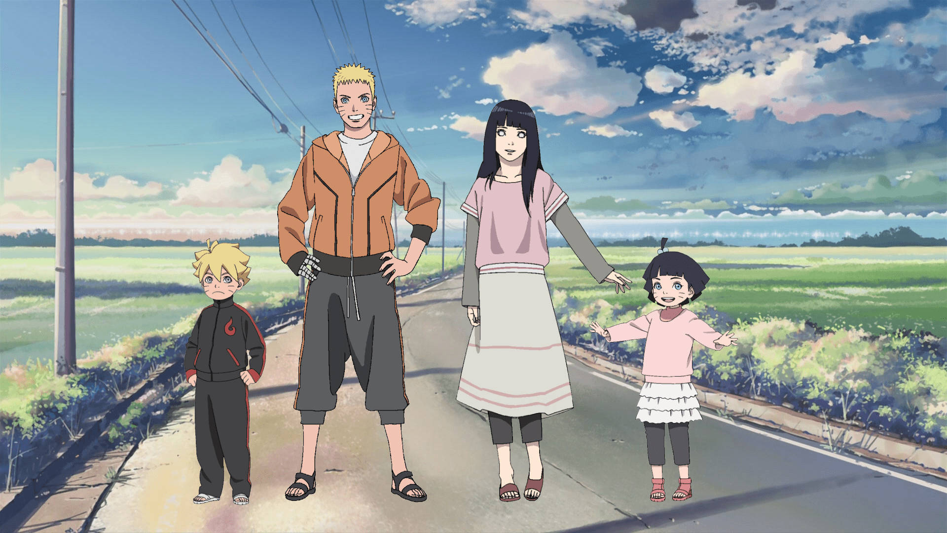 Naruto y Hinata con sus hijos Fondos de pantalla